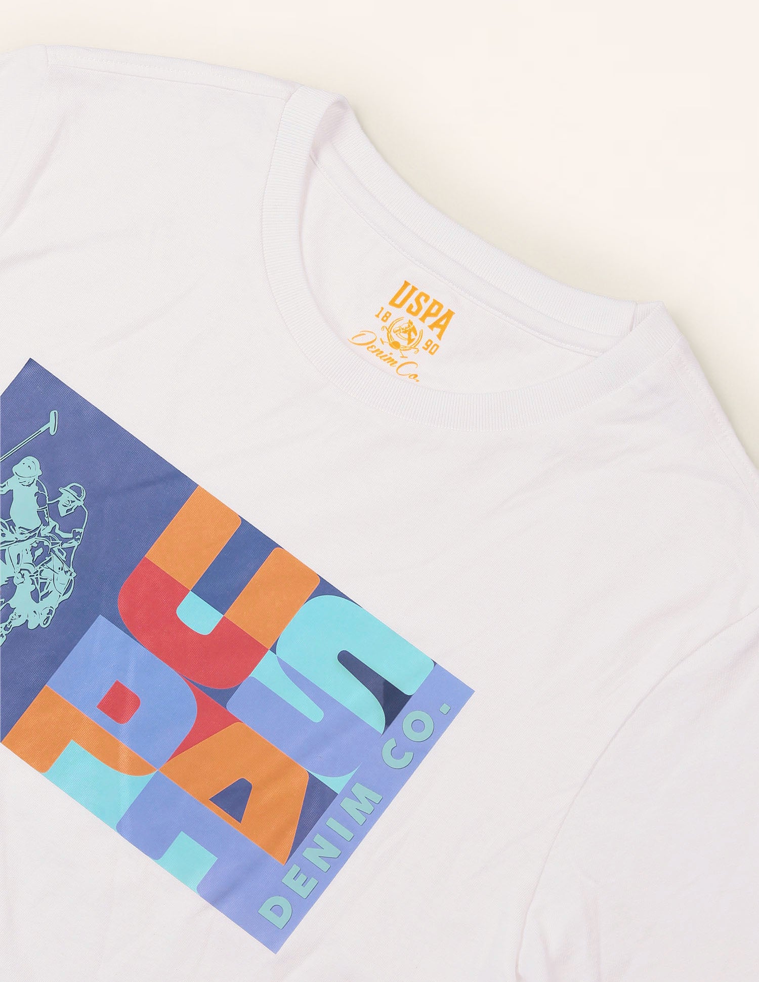 Brand Printed Muscle Fit T-Shirt White - U.S. Polo Assn. India | Large