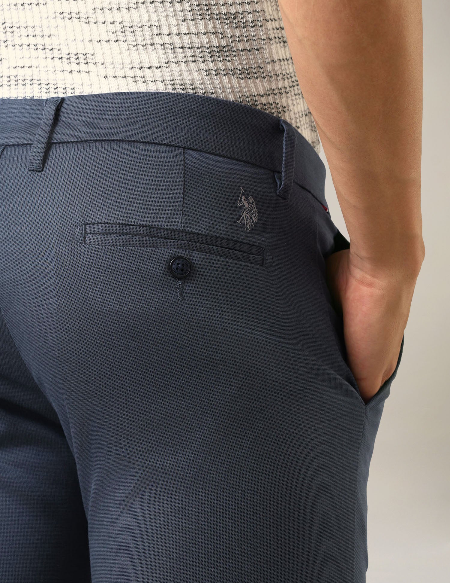 Denver Slim Fit Satin Trousers Navy - U.S. Polo Assn. India | Large