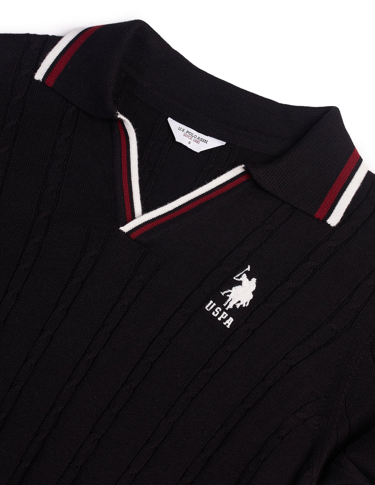 Regular Fit Cable Knit Sweater Black - U.S. POLO ASSN. | Large