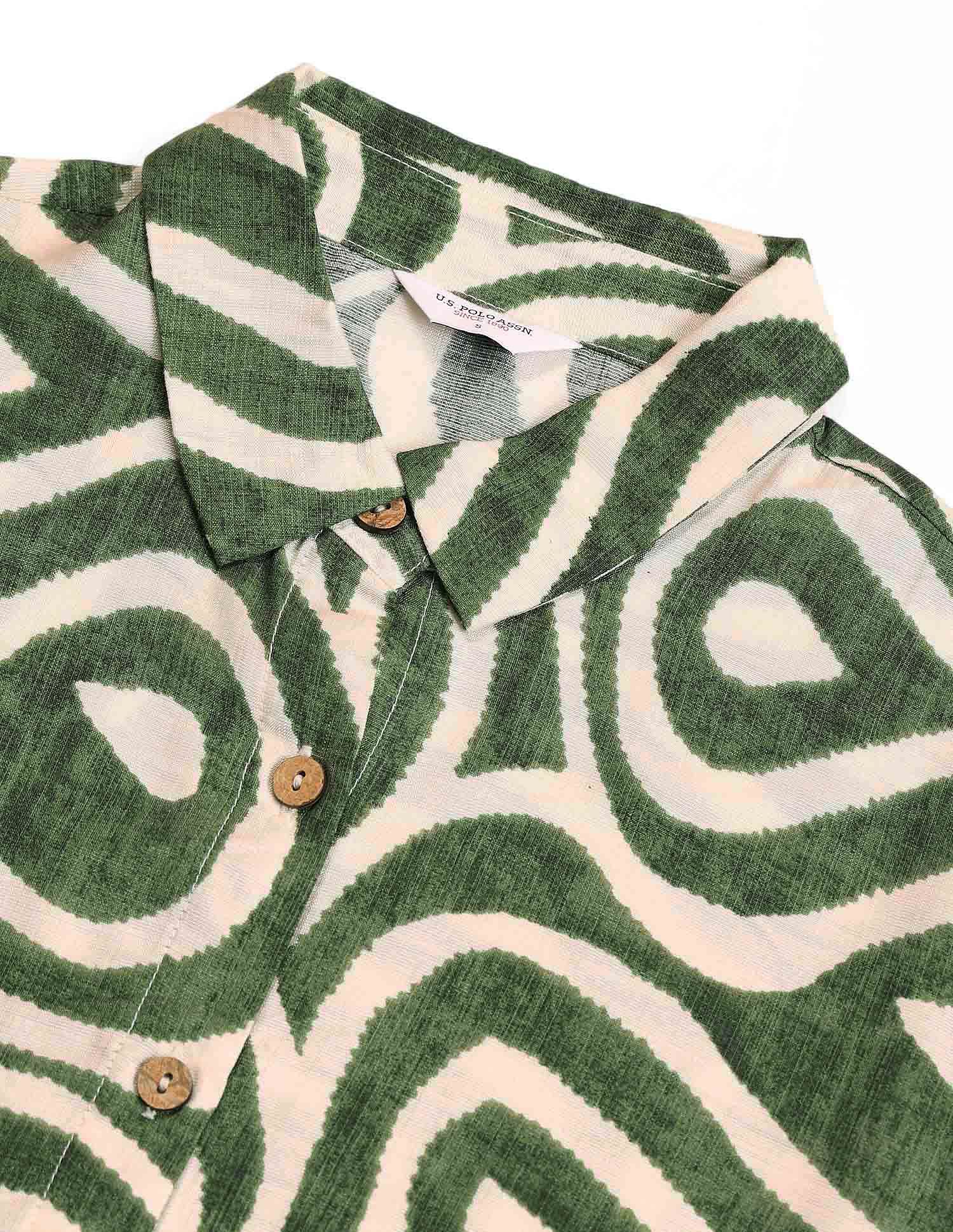 Abstract Printed Regular Fit Shirt Olive - U.S. POLO ASSN. | Large