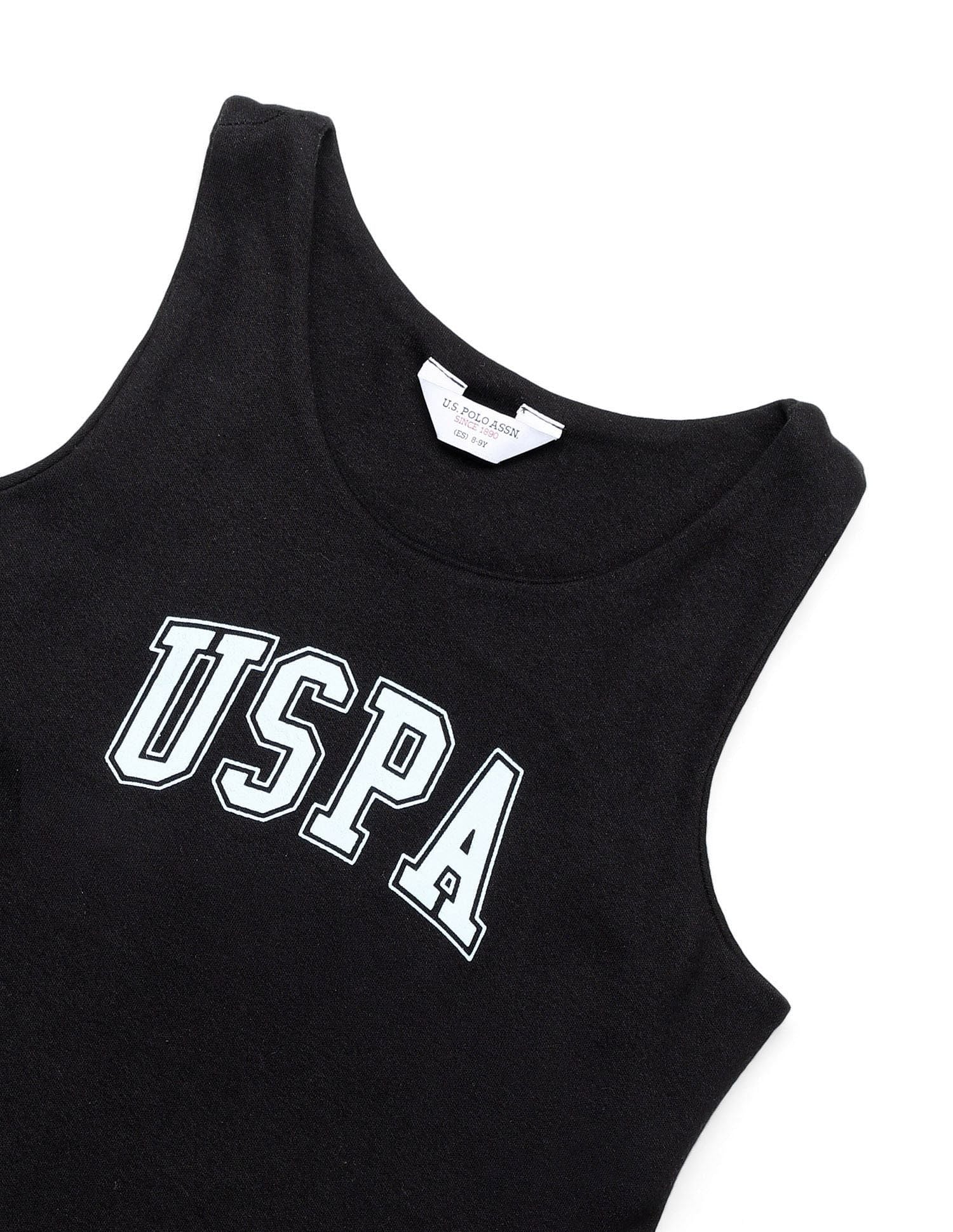 Girls Brand Printed A Line Dress Black - U.S. POLO ASSN. | Large