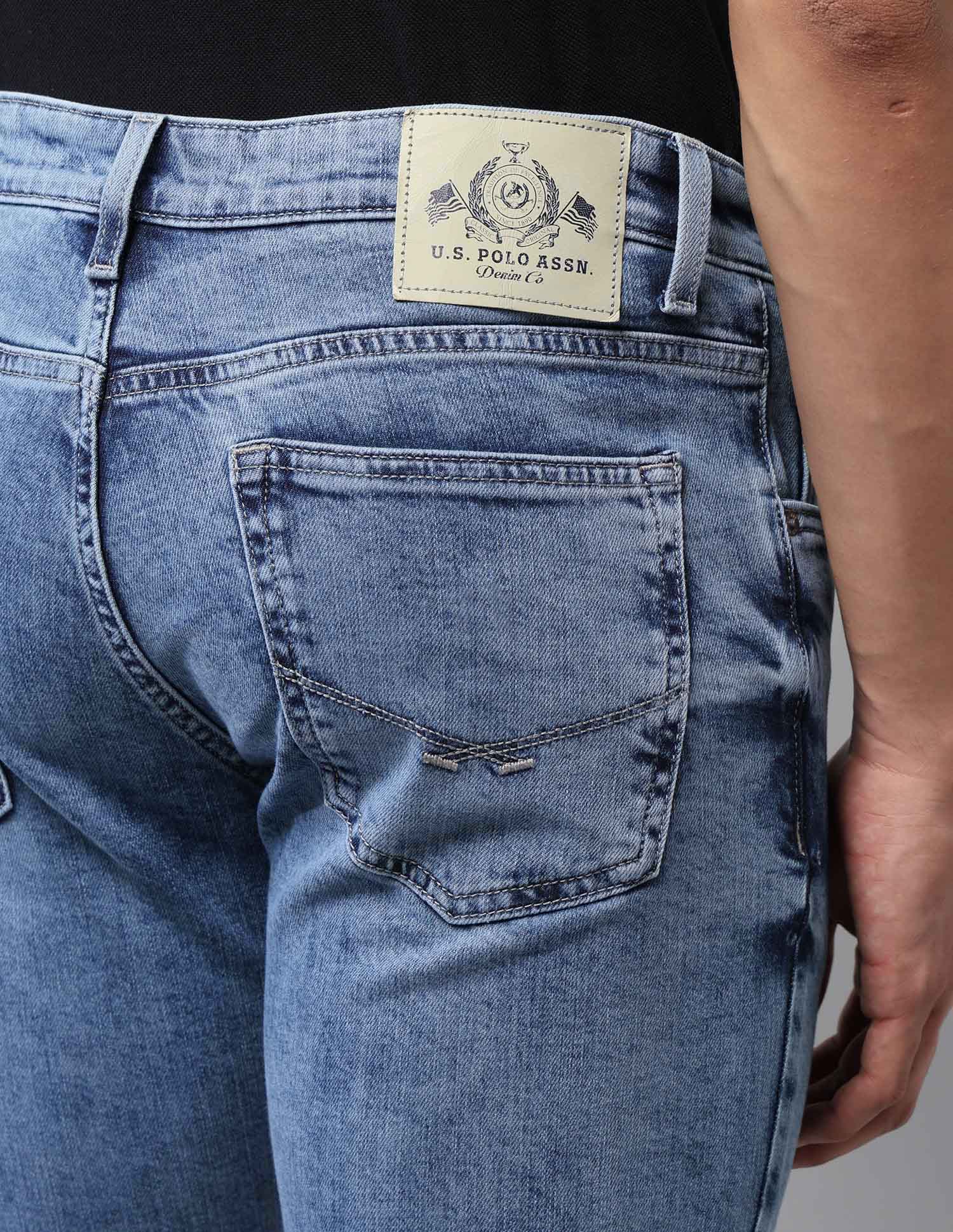 Brandon Slim Tapered Fit Blue Jeans Light Blue - U.S. POLO ASSN. | Large