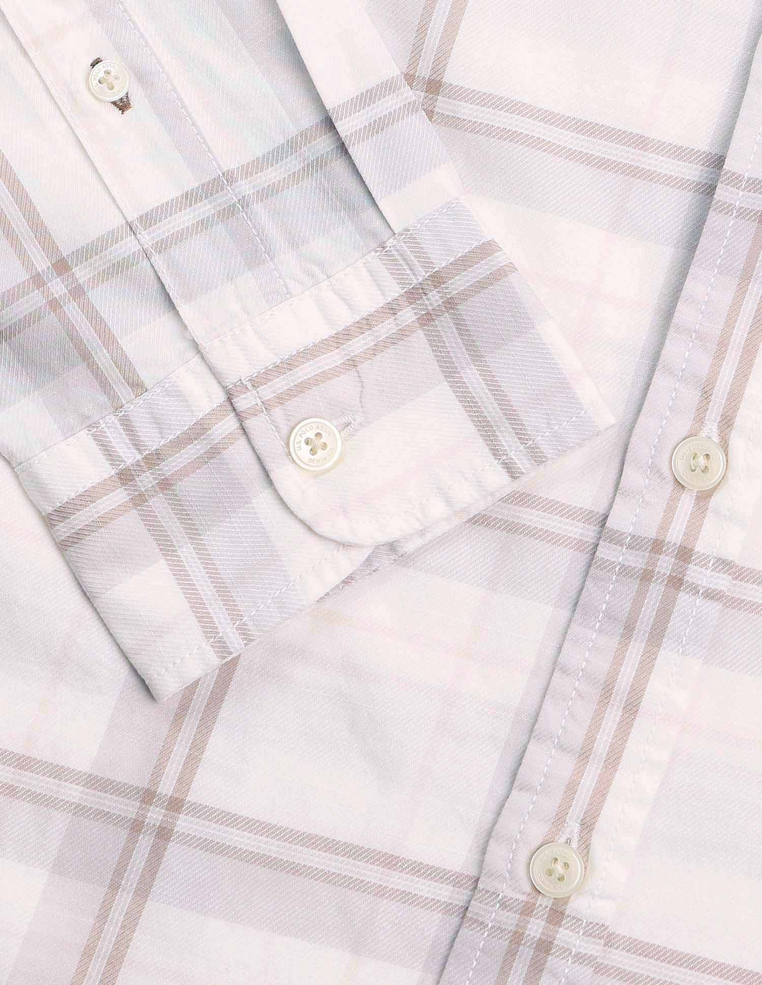 Twill Regular Fit Shirt Light Olive - U.S. Polo Assn. India | Large