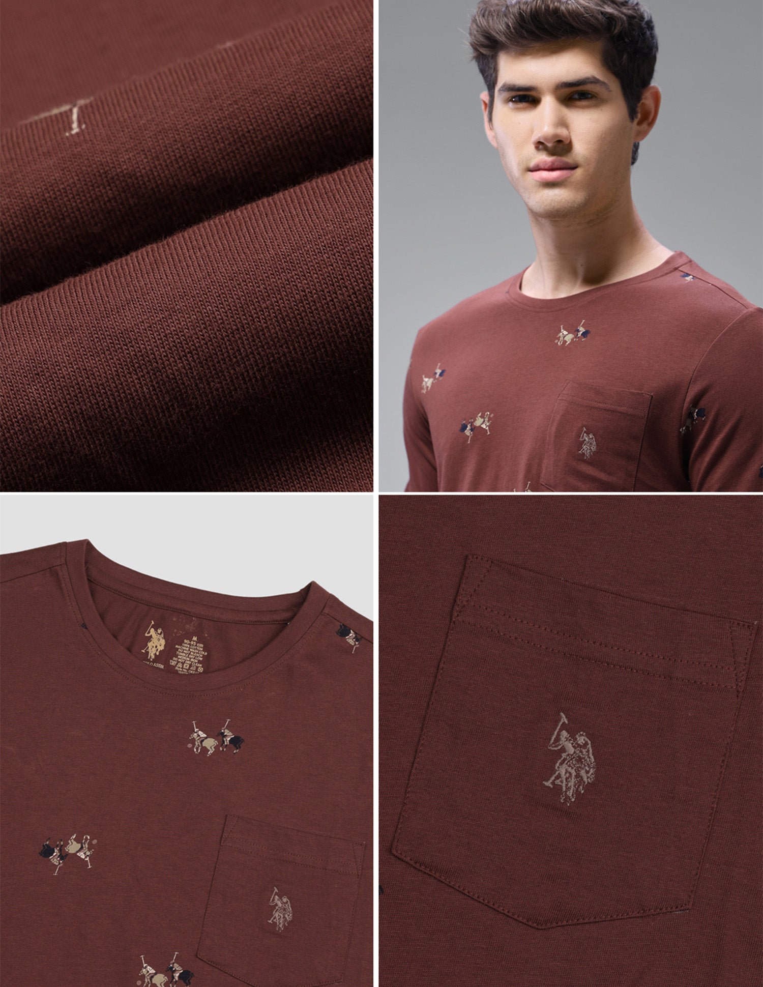 Graphic Brand Printed Regular Fit Loungewear T-Shirt Sable - U.S. Polo Assn. India | Large