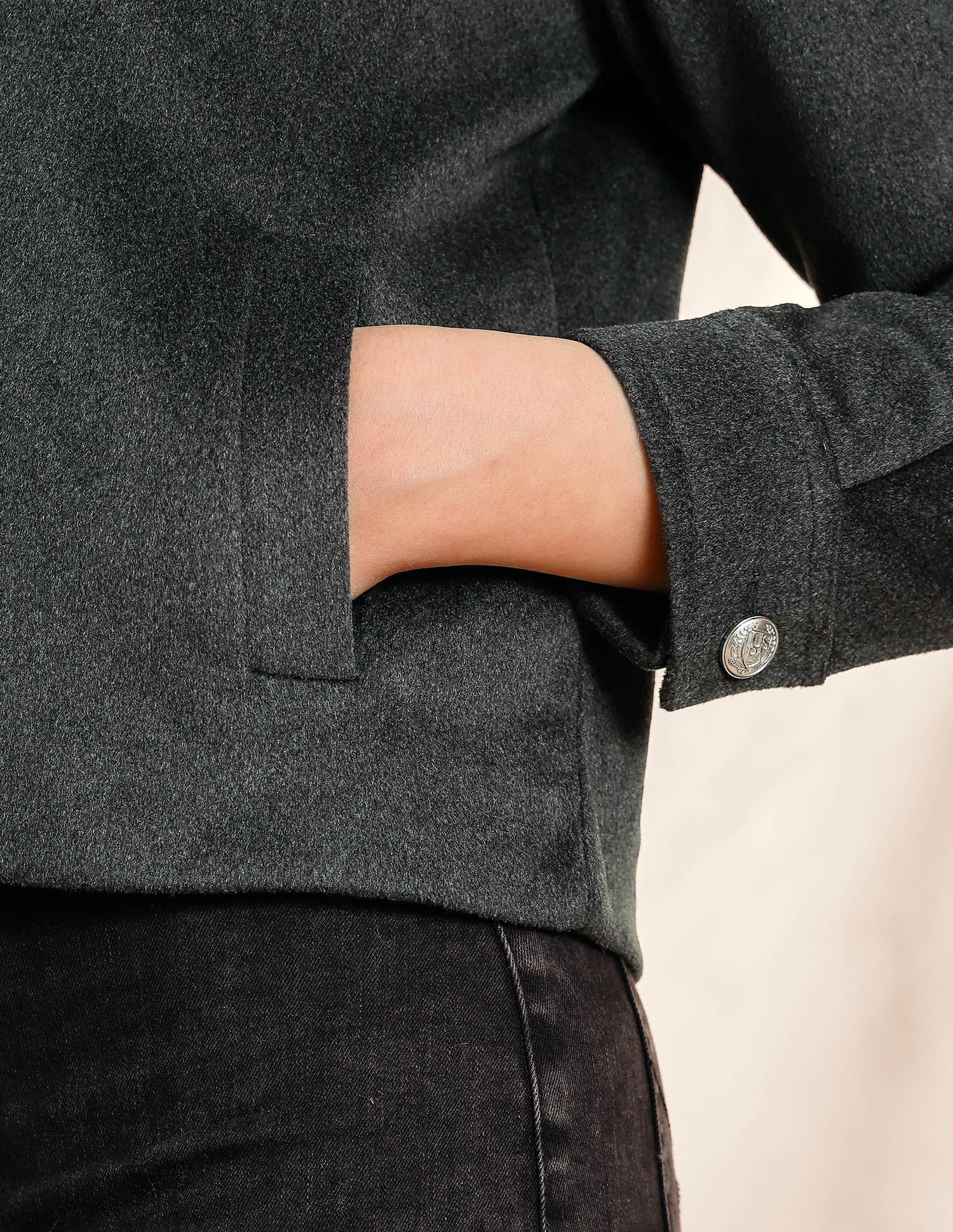 Textured Cropped Regular Fit Jacket Grey - U.S. POLO ASSN. | Large