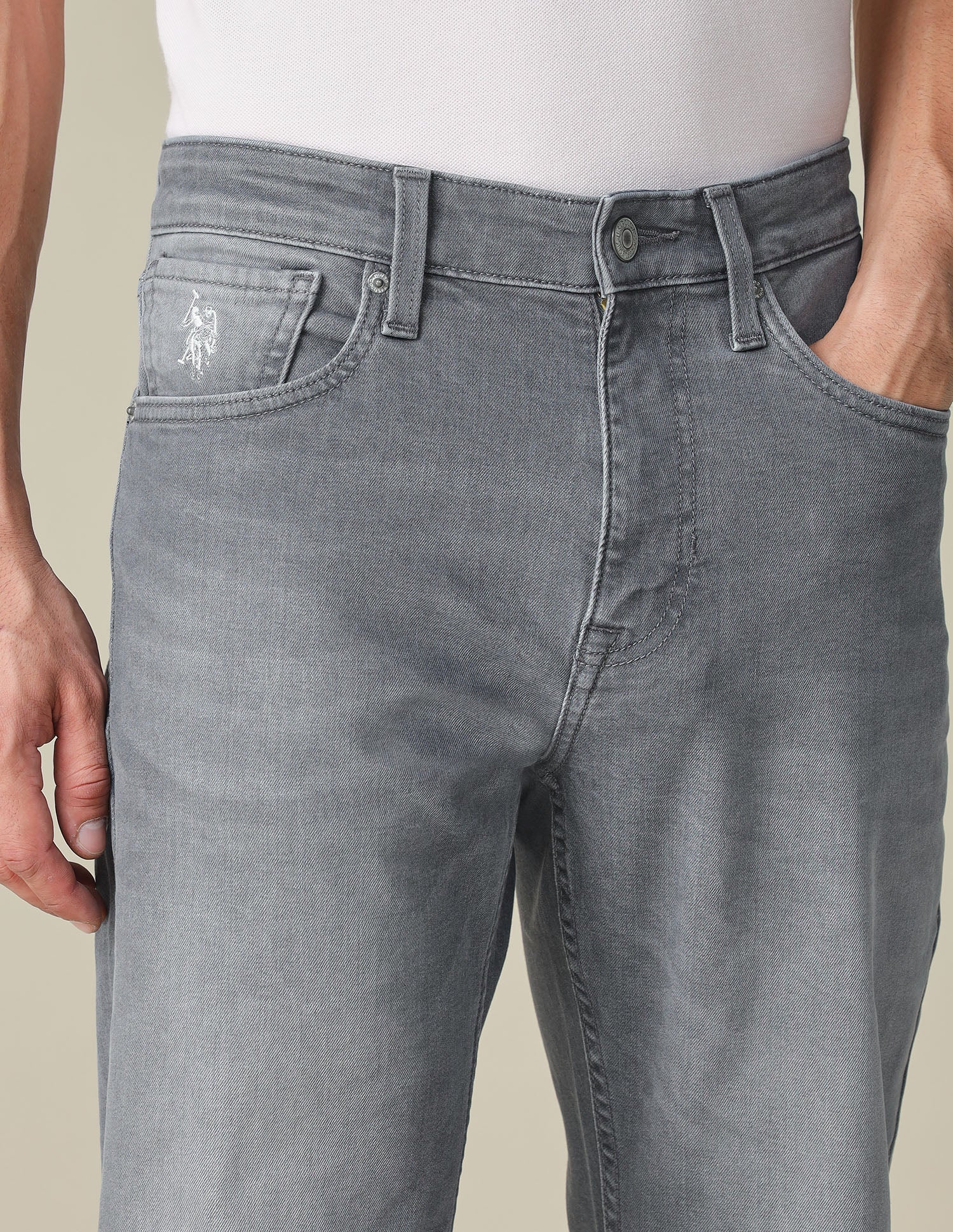 Harold Slim Straight Fit Whiskered Jeans Grey - U.S. POLO ASSN. | Large