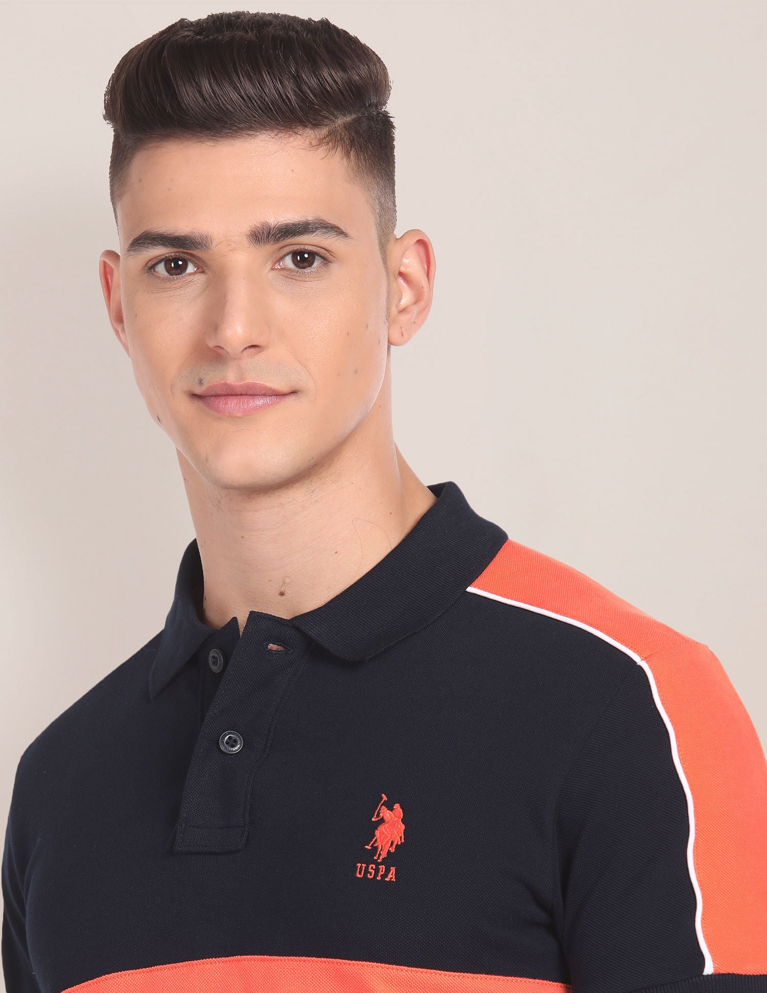 Brand Embroidered Pique Polo Shirt Navy - U.S. Polo Assn. India | Large