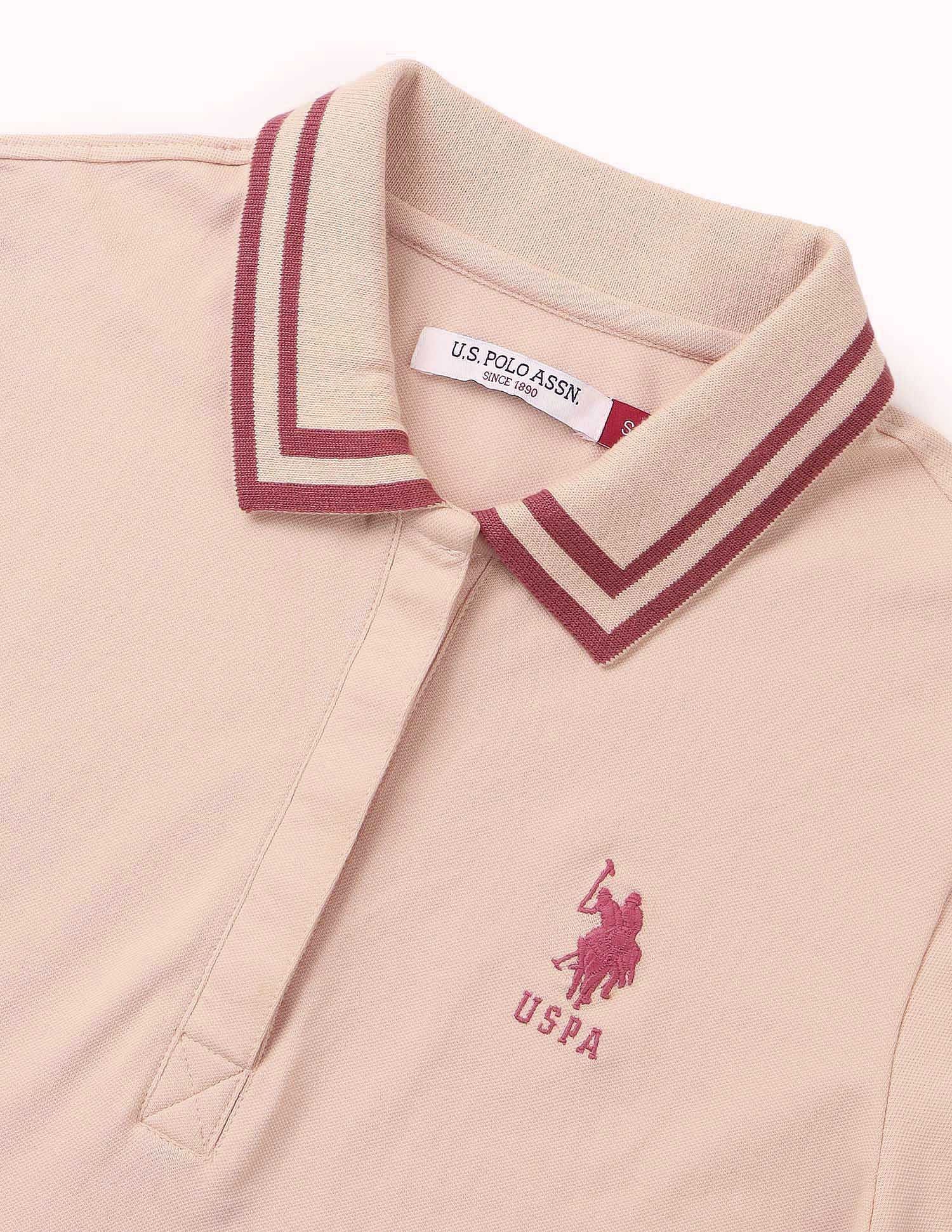 Tipped Collar Regular Fit Polo Shirt Light Pink - U.S. POLO ASSN. | Large