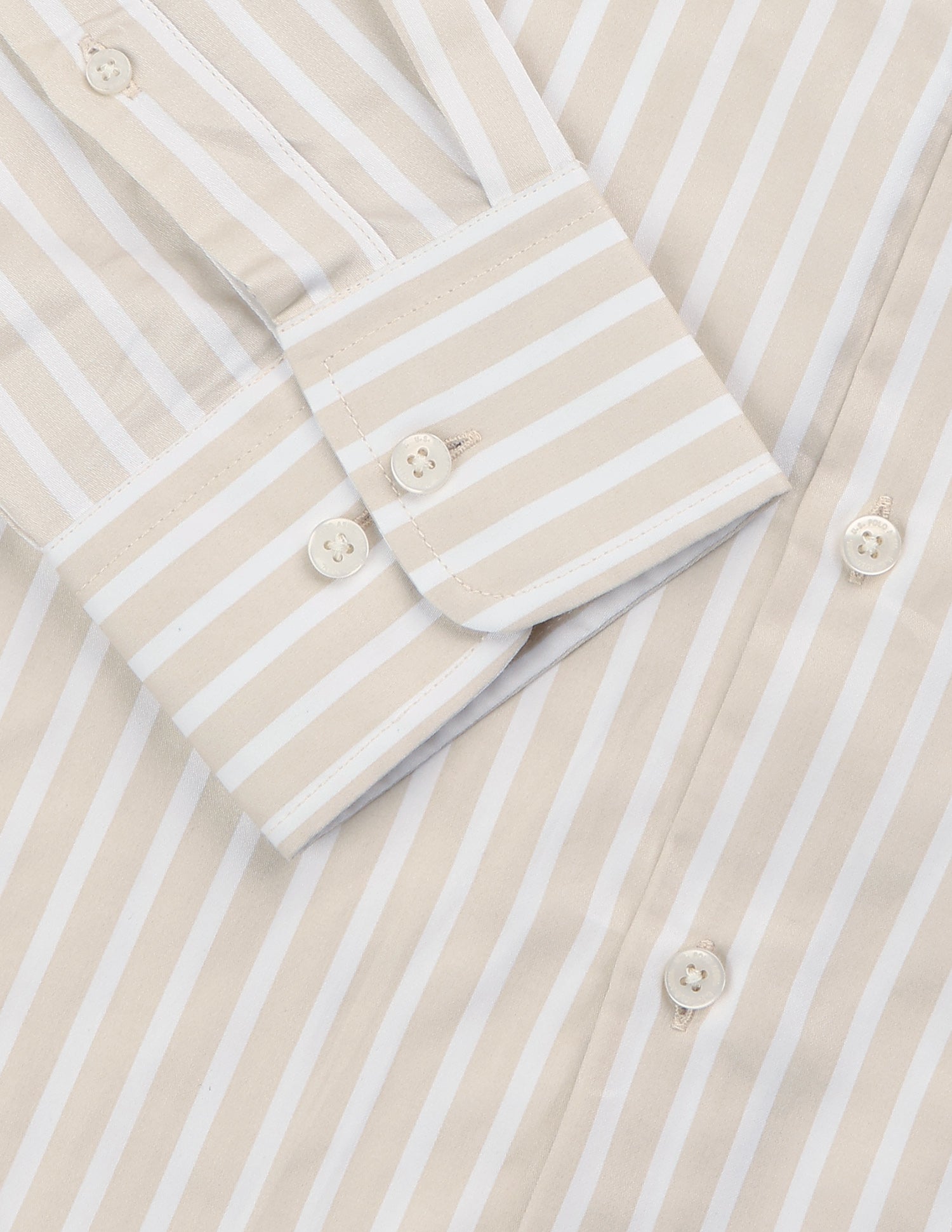 Vertical Striped Satin Shirt Beige - U.S. Polo Assn. India | Large