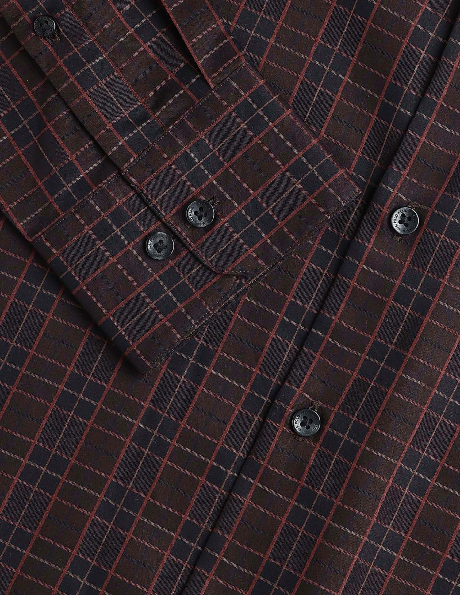 Graph Checked Tailored Fit Shirt Brown - U.S. POLO ASSN. | Large