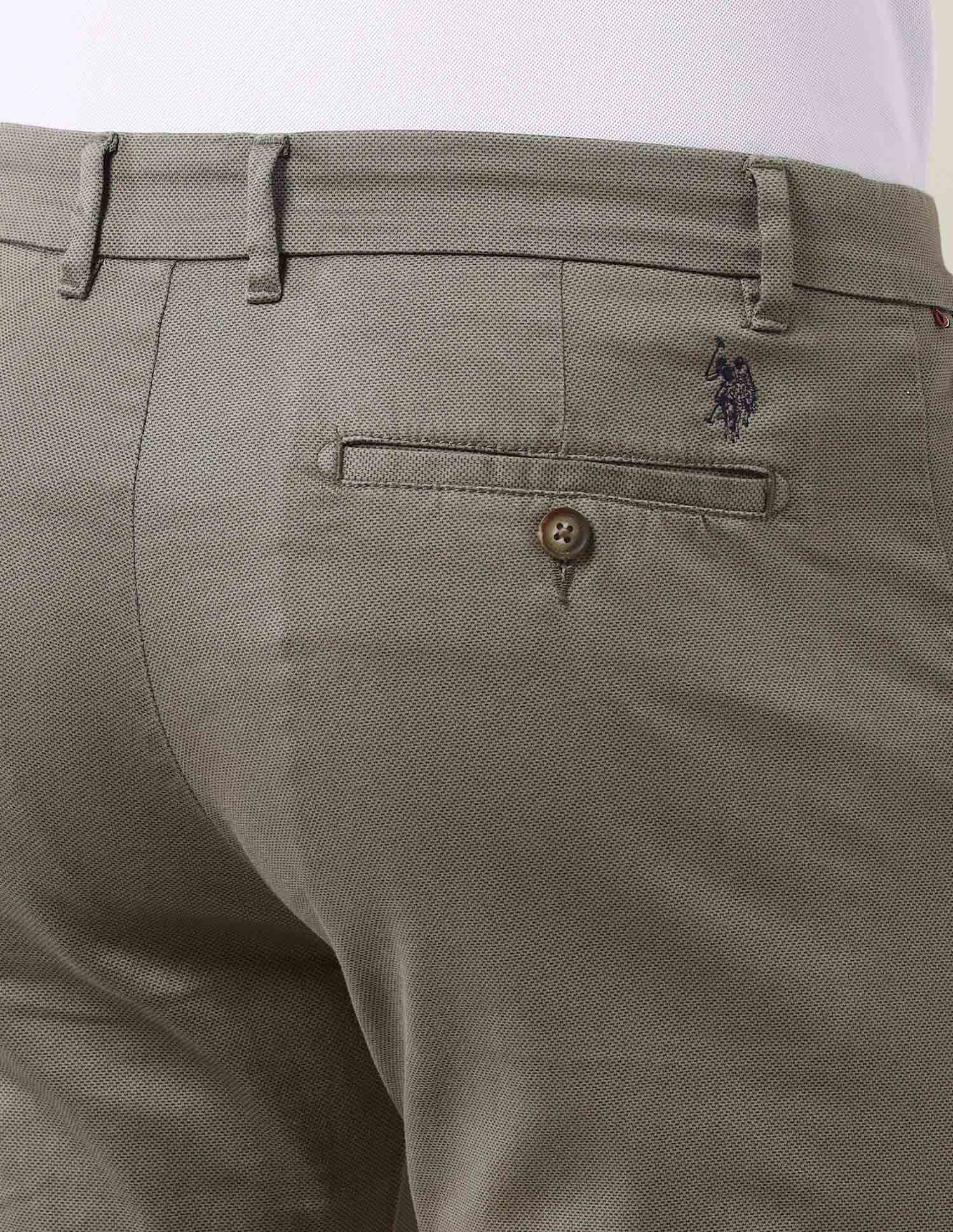Austin Slim Fit Solid Trousers Olive - U.S. Polo Assn. India | Large