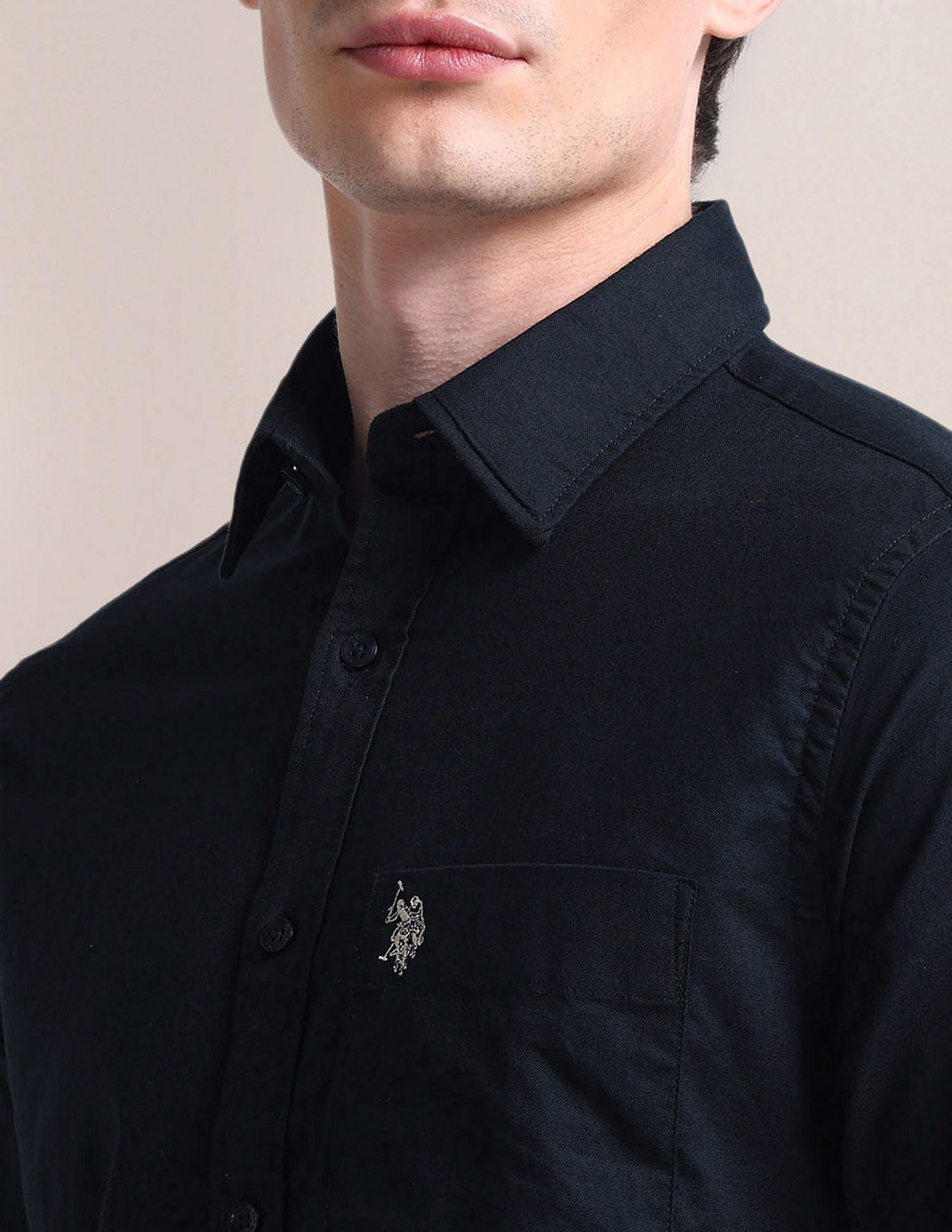 Cutaway Collar Cotton Shirt Blue - U.S. Polo Assn. India | Large