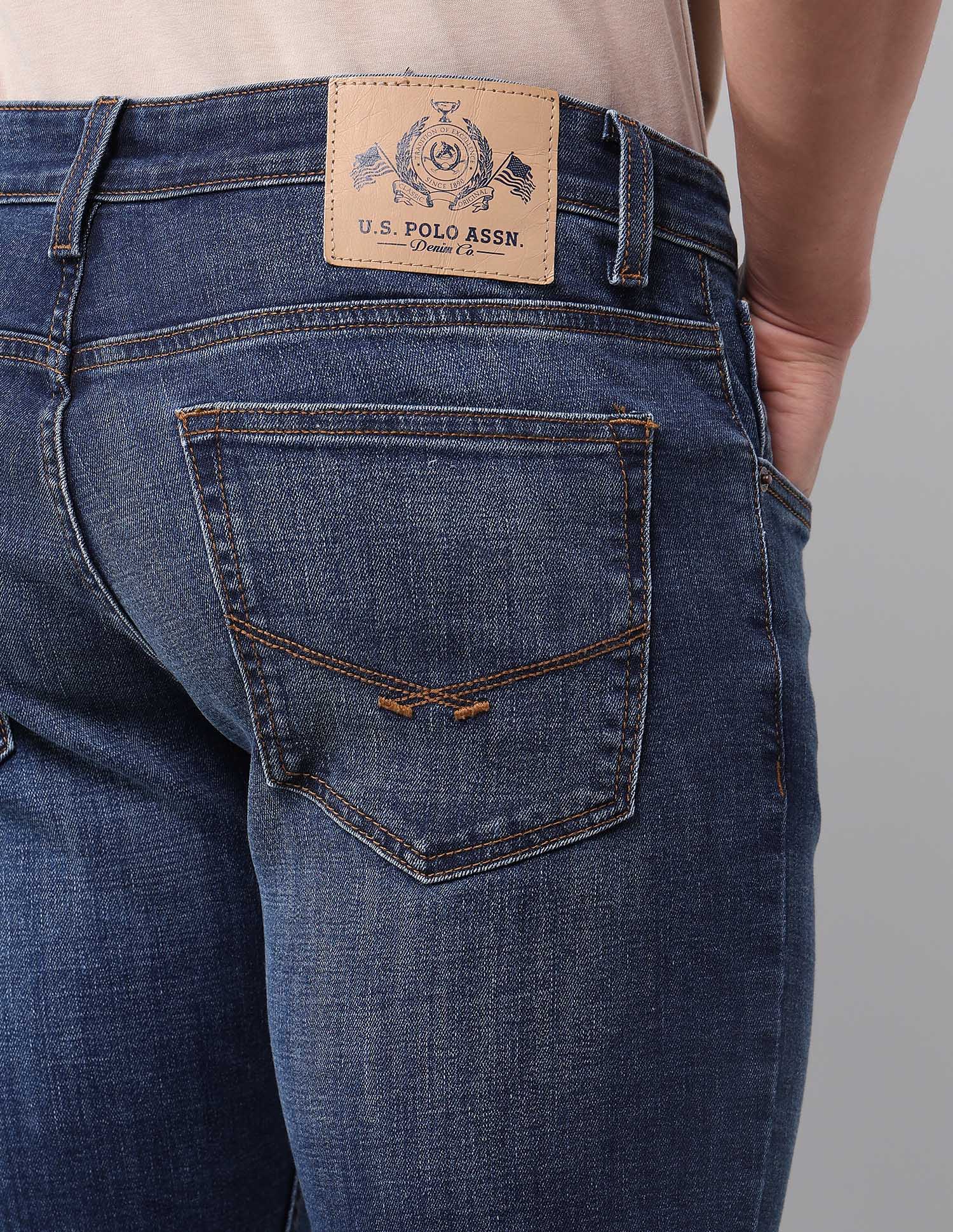 Brandon Slim Tapered Fit Blue Jeans Med Blue - U.S. POLO ASSN. | Large