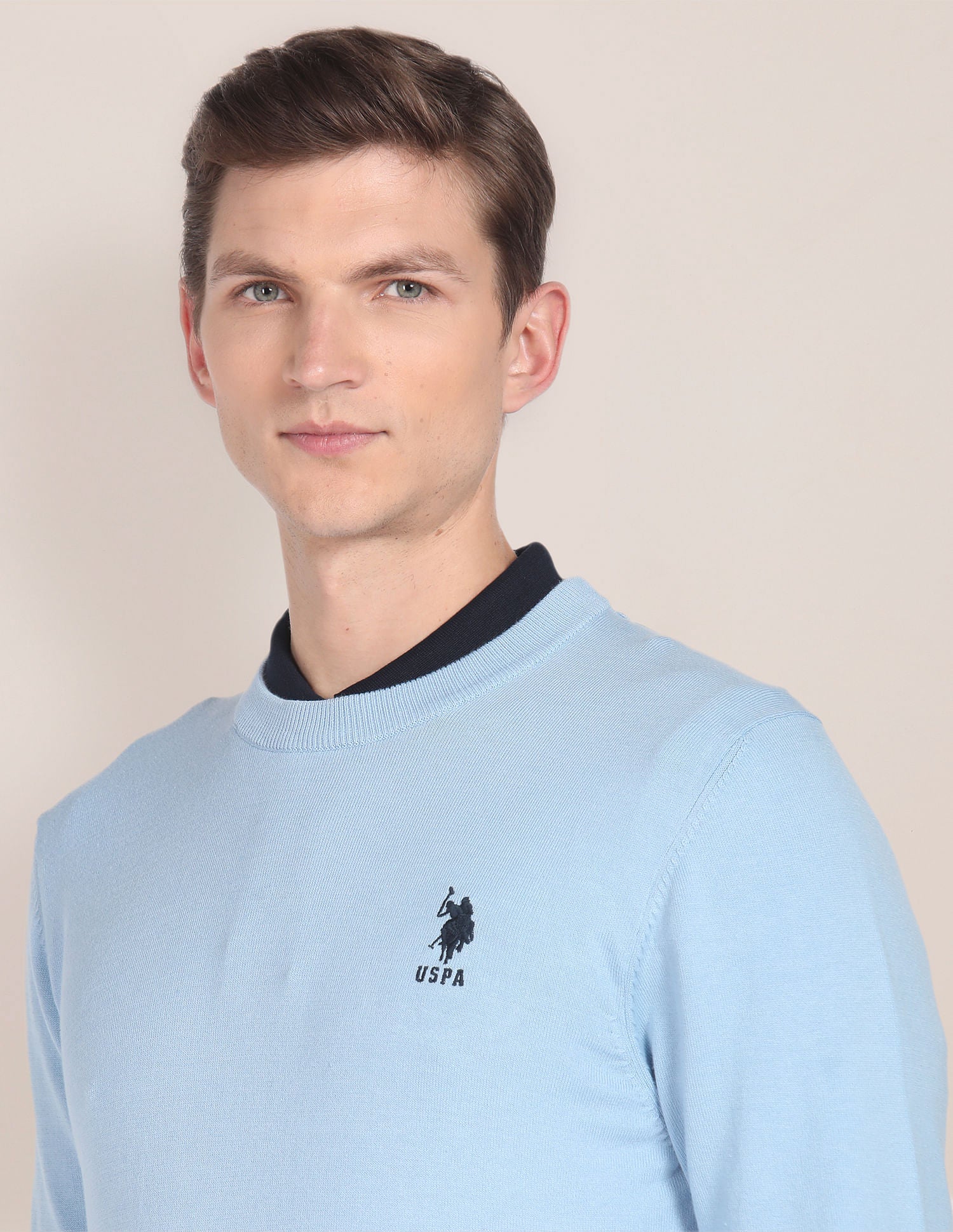 Crew Neck Solid Sweater Light Blue - U.S. POLO ASSN. | Large