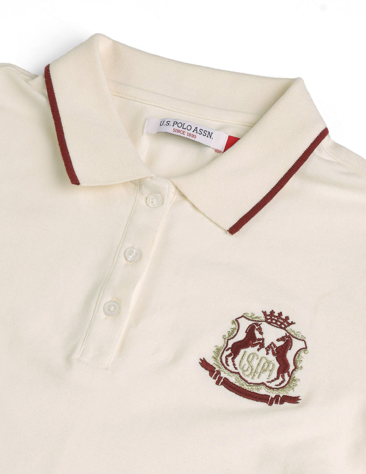 Regular Fit Solid Polo Shirt Off White - U.S. POLO ASSN. | Large