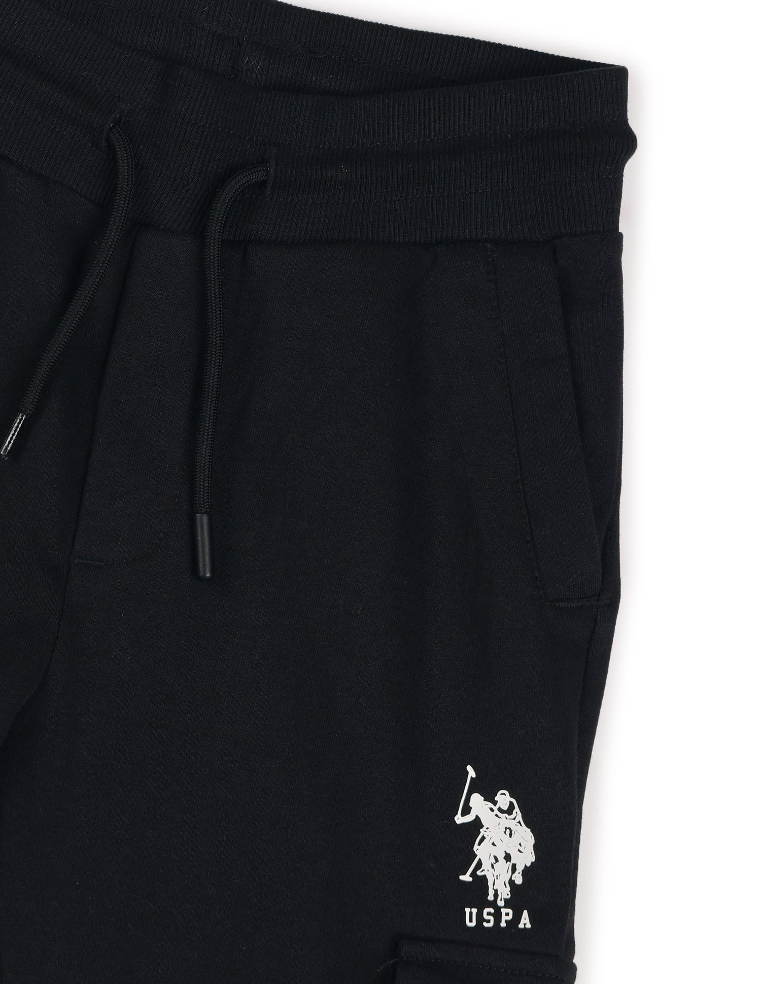 Boys Solid Pure Cotton Track Pants Black - U.S. POLO ASSN. | Large