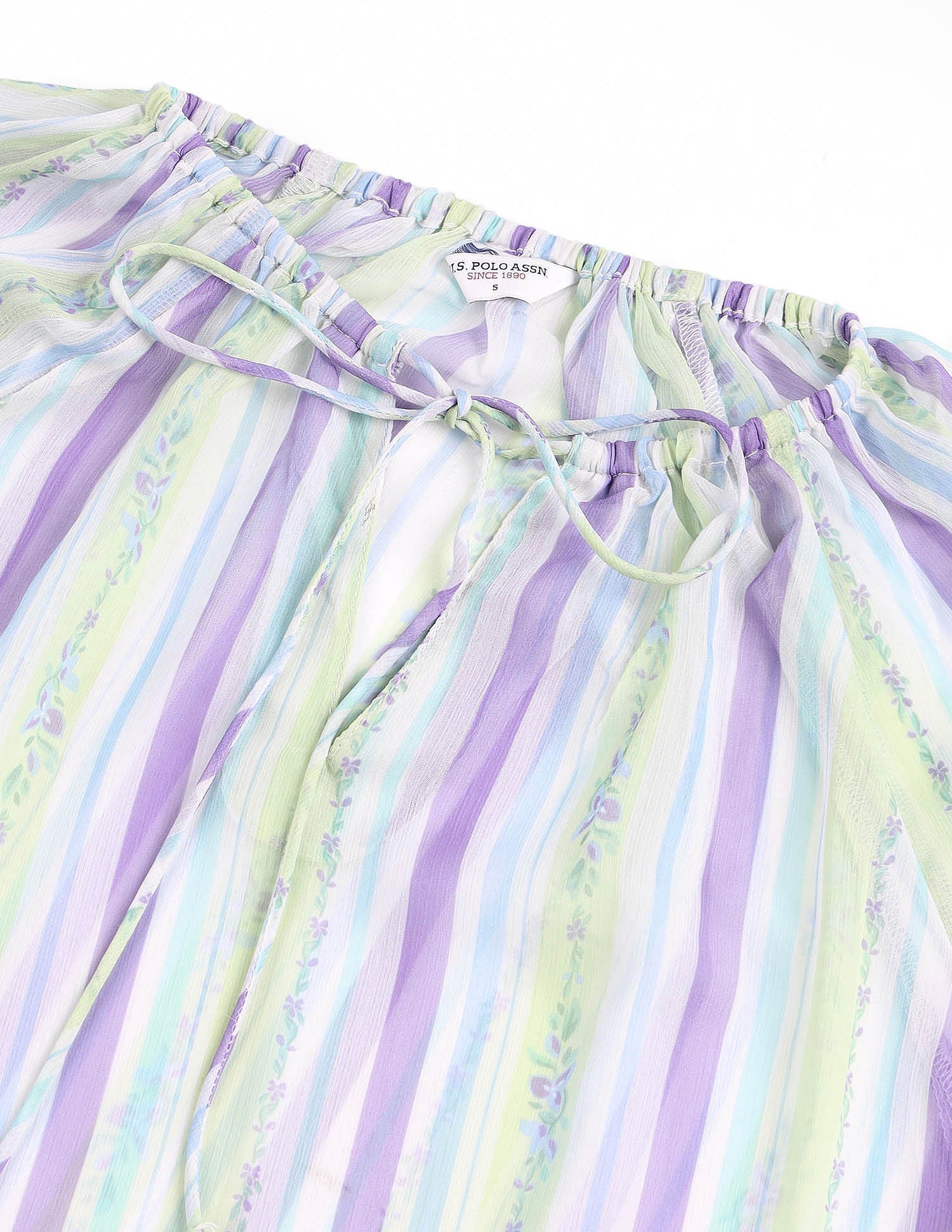 Chiffon Sheer Vertical Striped Top Multi - U.S. POLO ASSN. | Large