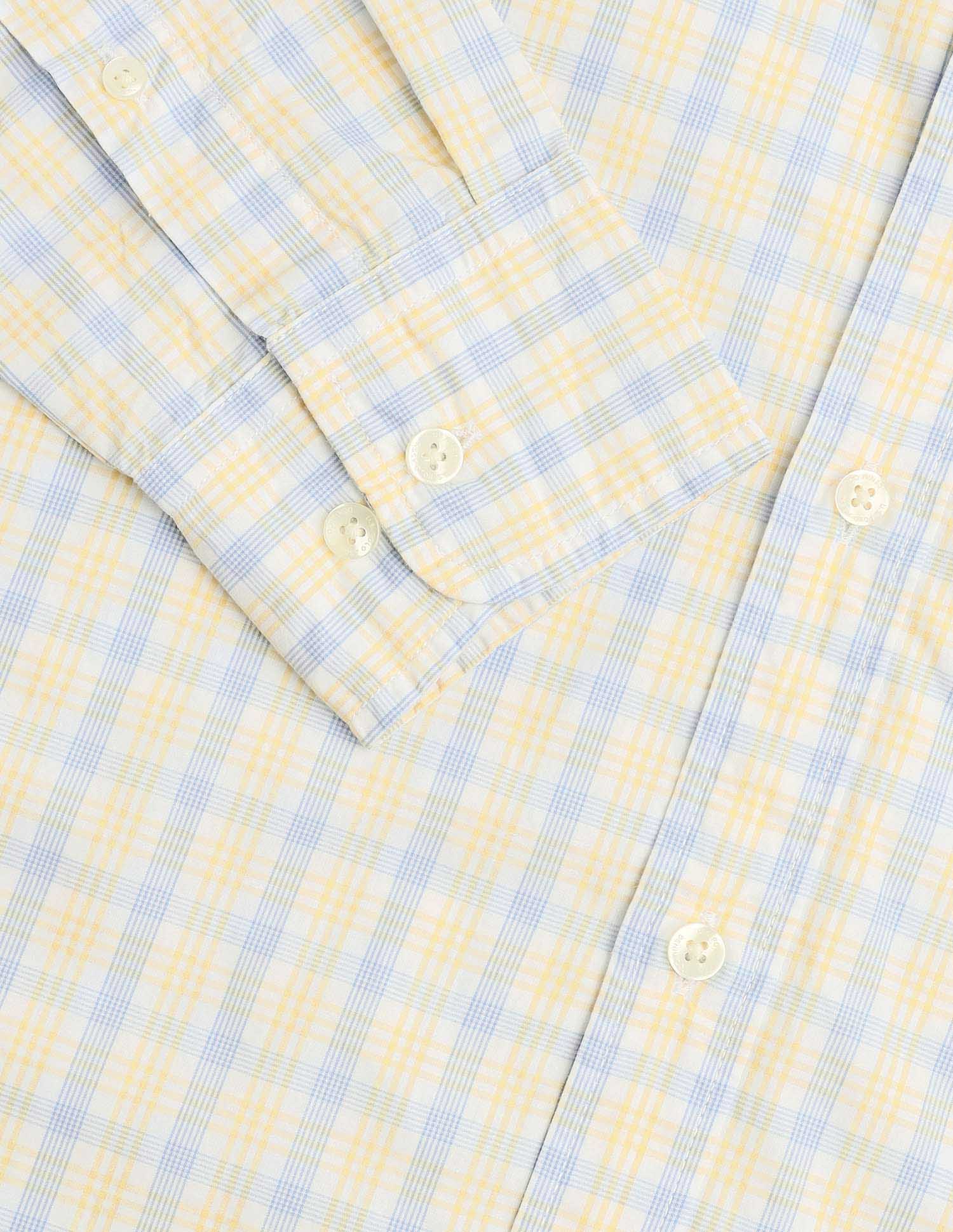 Pure Cotton Grid Tattersall Checked Shirt Yellow - U.S. Polo Assn. India | Large