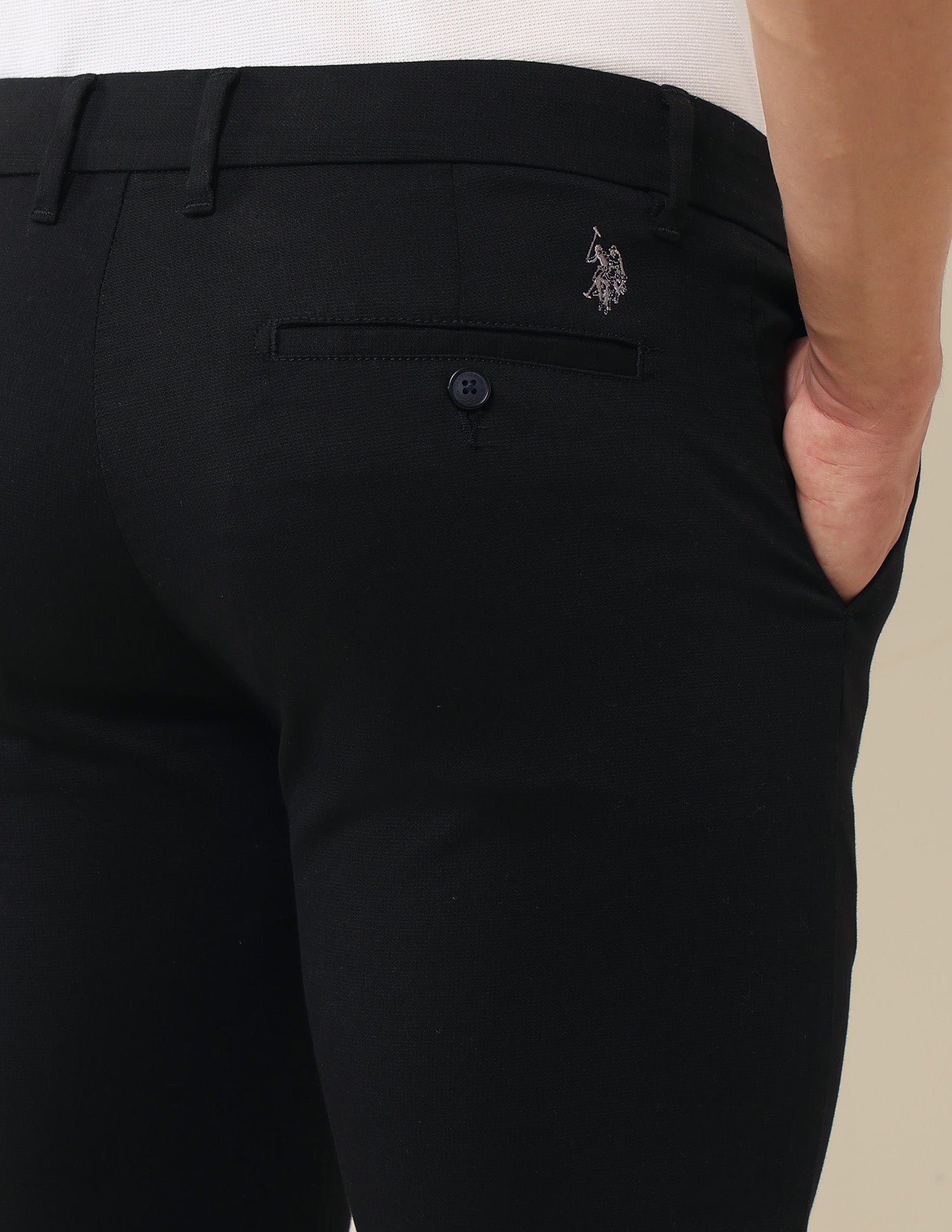 Textured Dobby Trousers Black - U.S. Polo Assn. India | Large