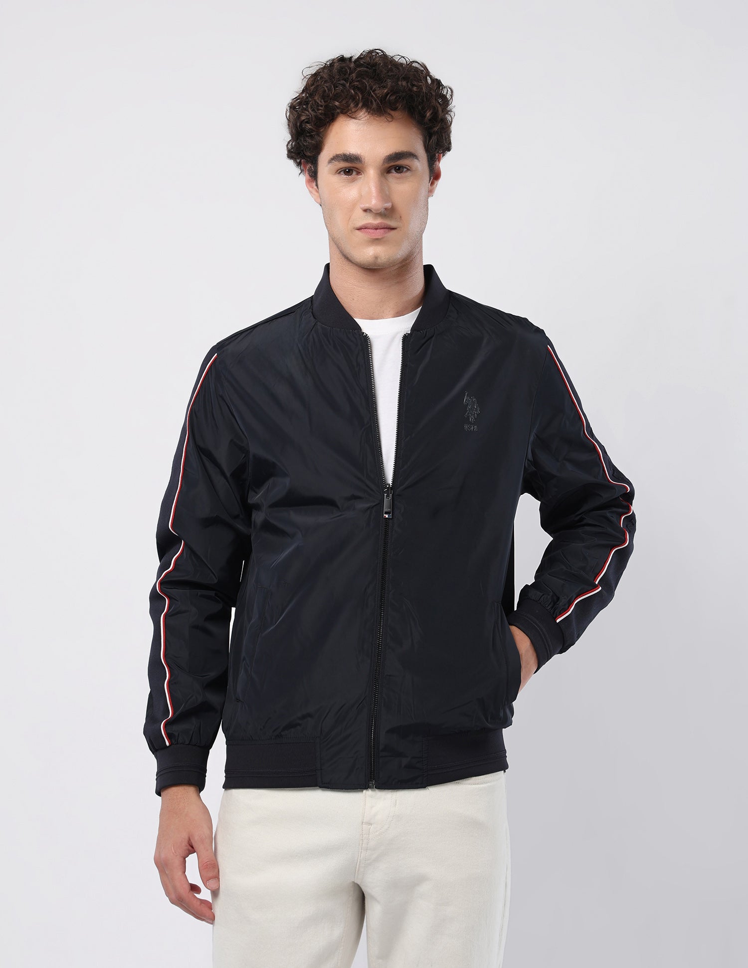 Vertical Striped Bomber Jacket Navy - U.S. Polo Assn. India | Large