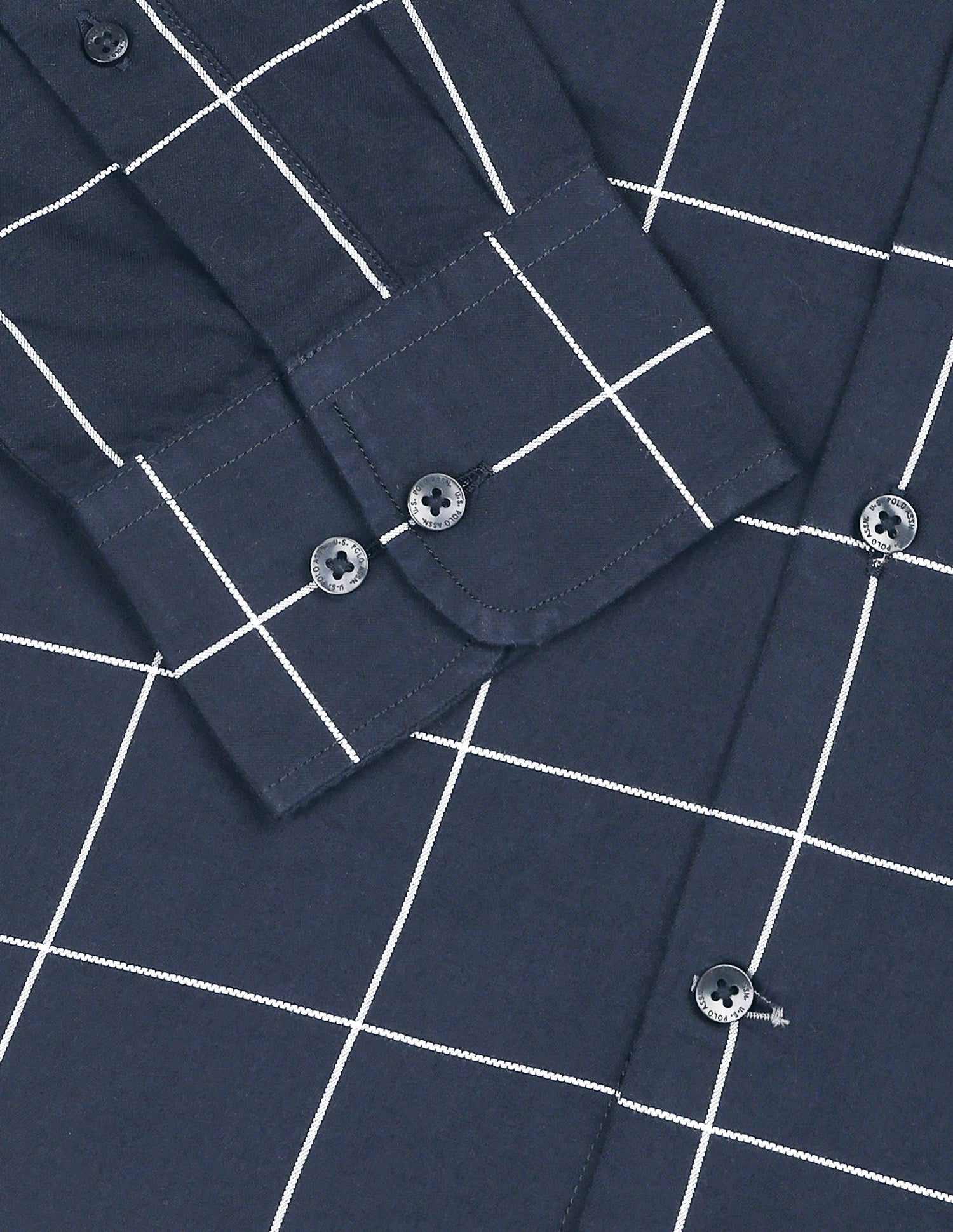 Windowpane Checked Twill Shirt Navy - U.S. Polo Assn. India | Large