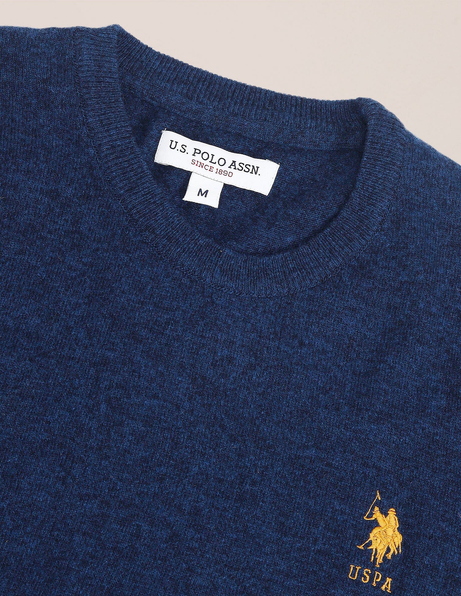 Regular Fit Solid Sweater Dark Blue - U.S. Polo Assn. India | Large