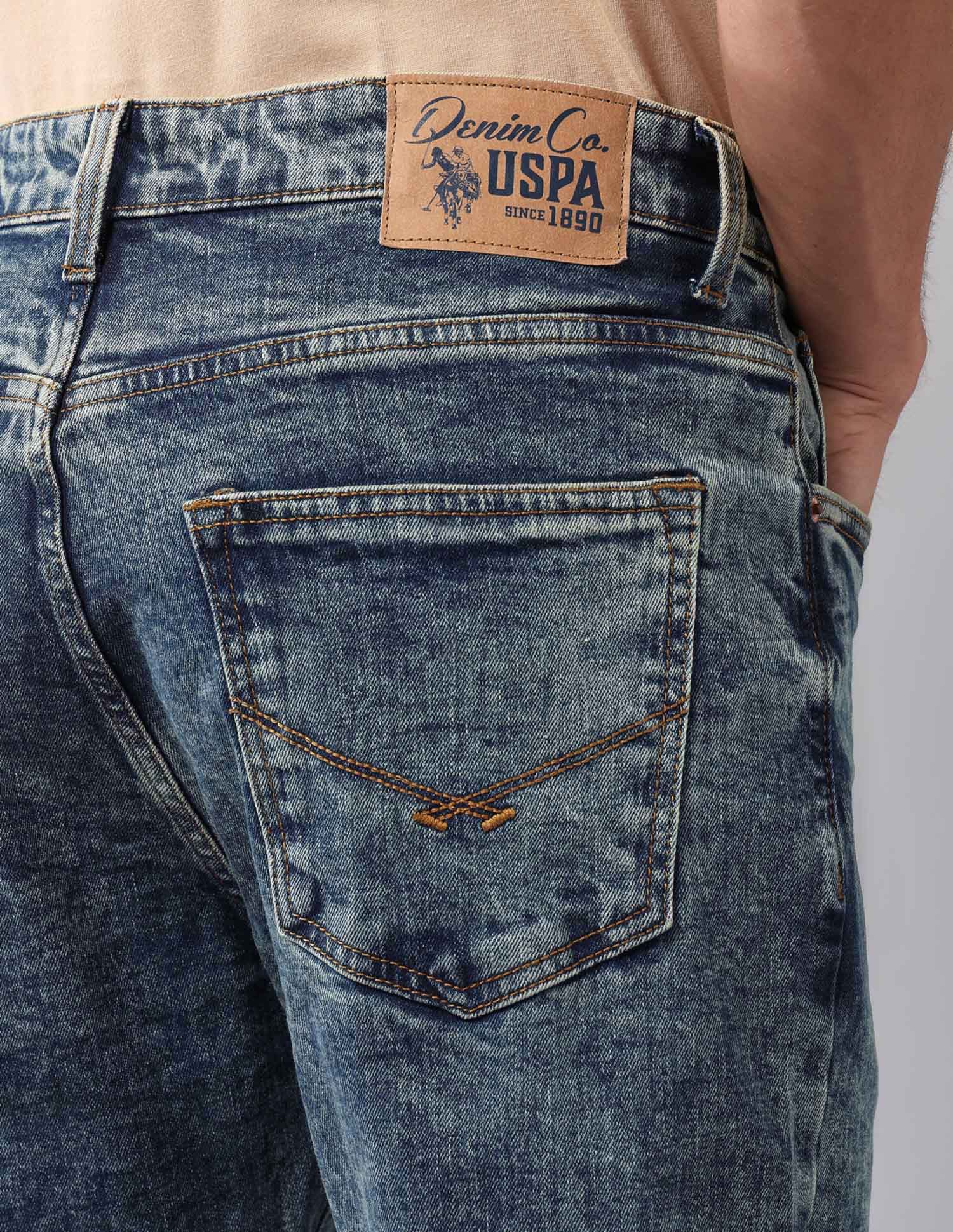 Cole Comfort Cropped Fit Blue Jeans Mid Wash - U.S. POLO ASSN. | Large