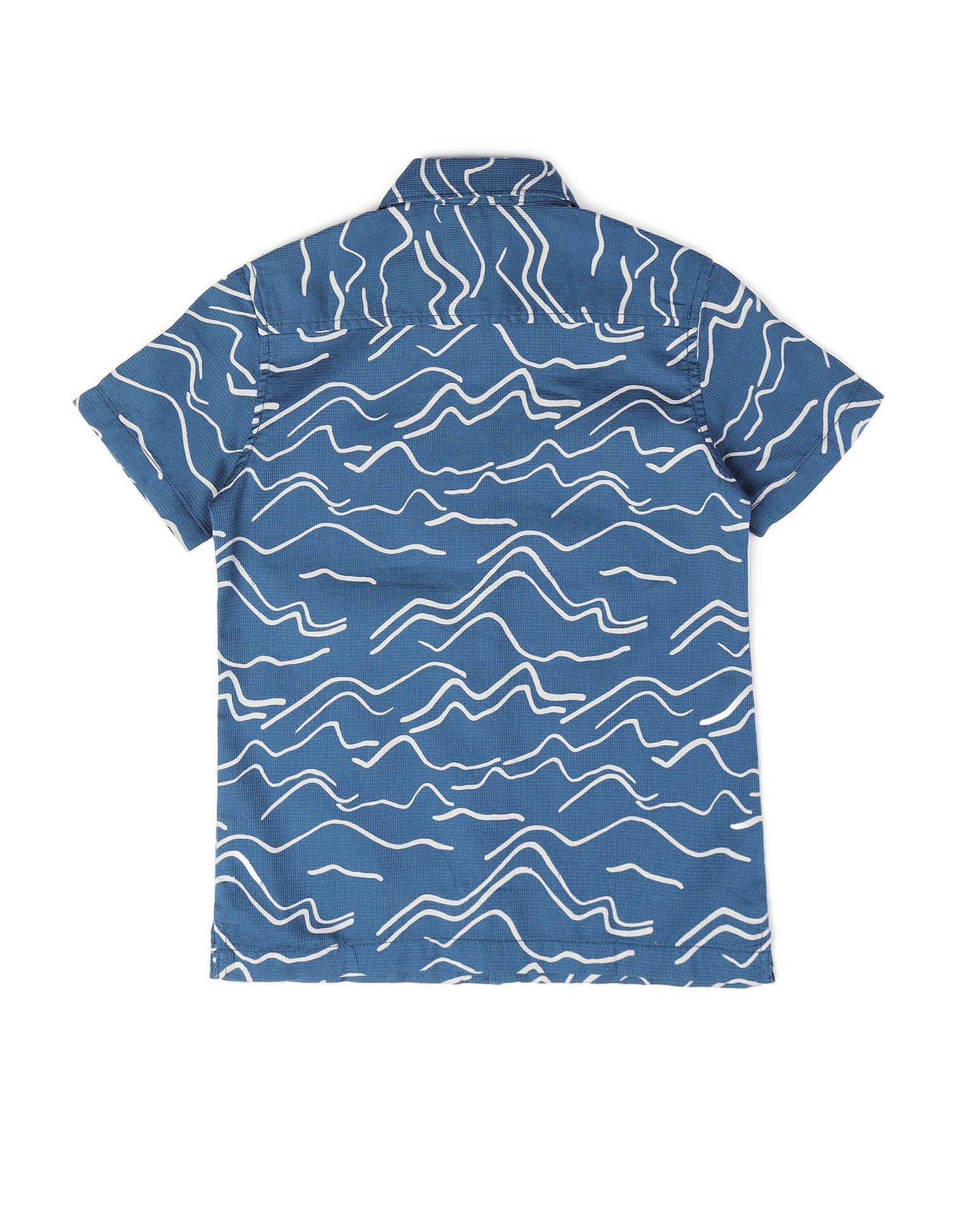 Boys Abstract Printed Pure Cotton Shirt Blue - U.S. POLO ASSN. | Large