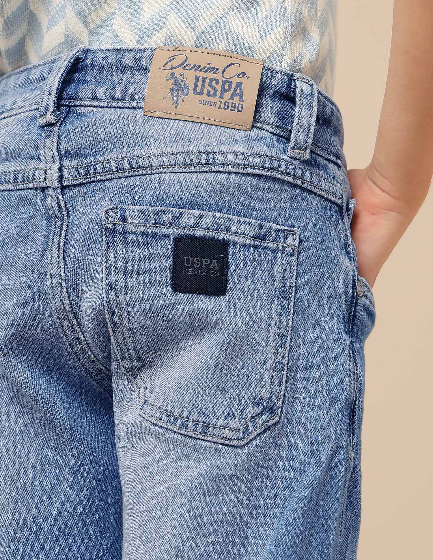 Boys Stone Washed Relaxed Fit Jeans Light Blue - U.S. POLO ASSN. | Large