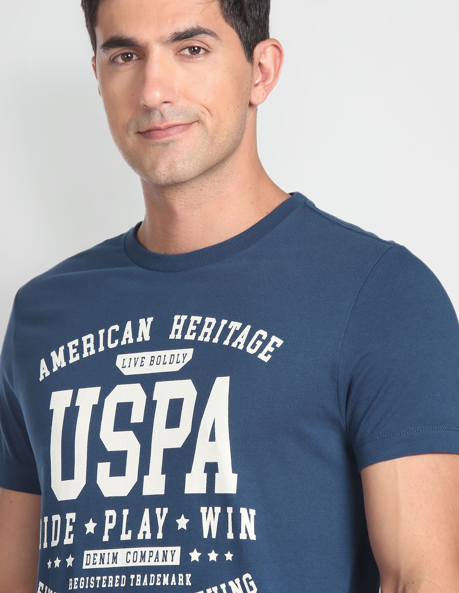Crew Neck Brand Print T-Shirt Dark Blue - U.S. Polo Assn. India | Large