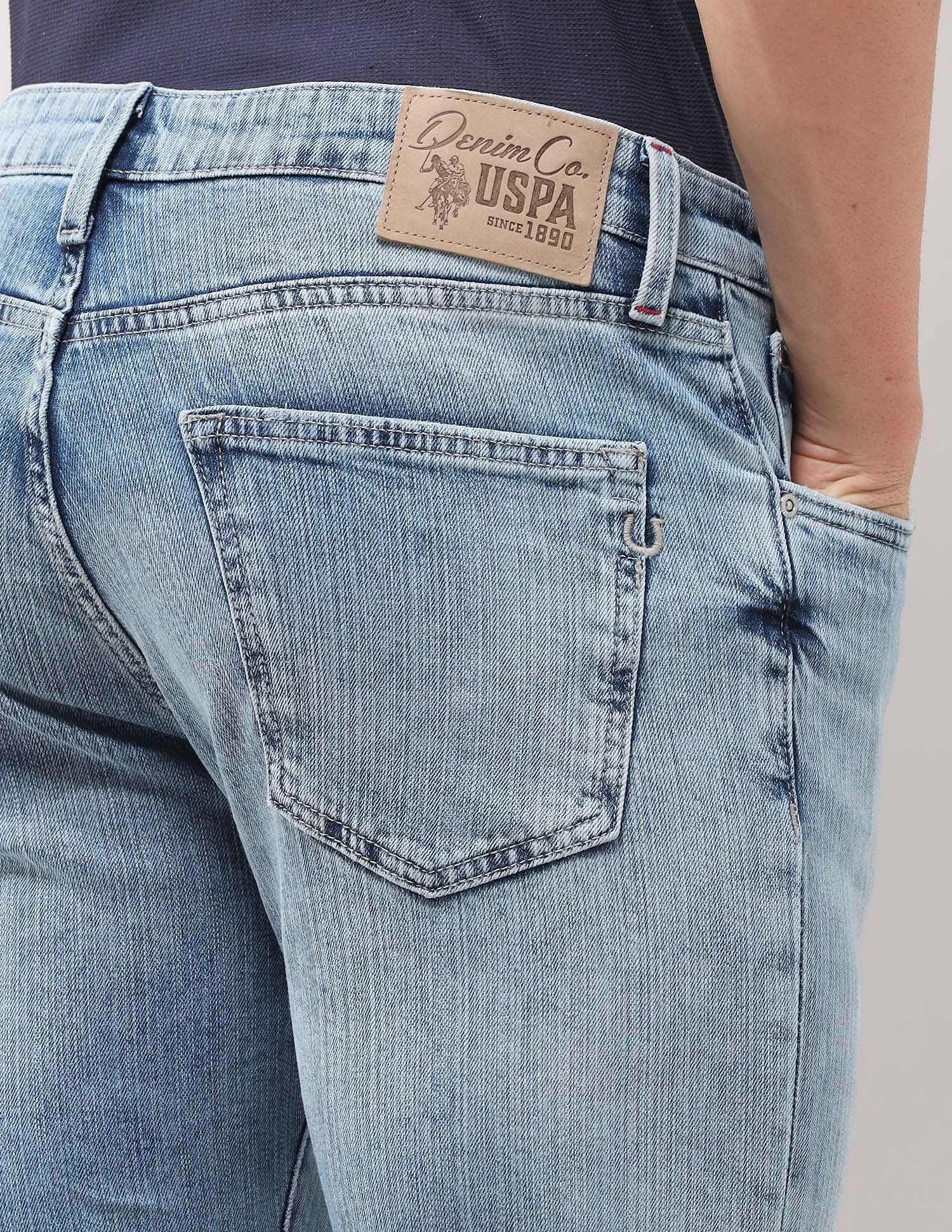 Harold Slim Straight Fit Blue Jeans Mid Blue - U.S. Polo Assn. India | Large