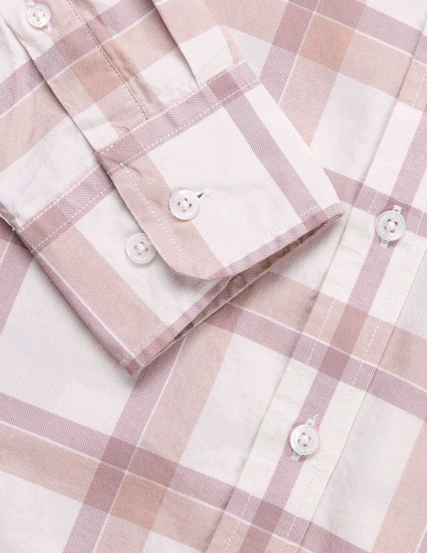 Tailored Fit Grid Tattersall Checked Shirt Ecru - U.S. Polo Assn. India | Large