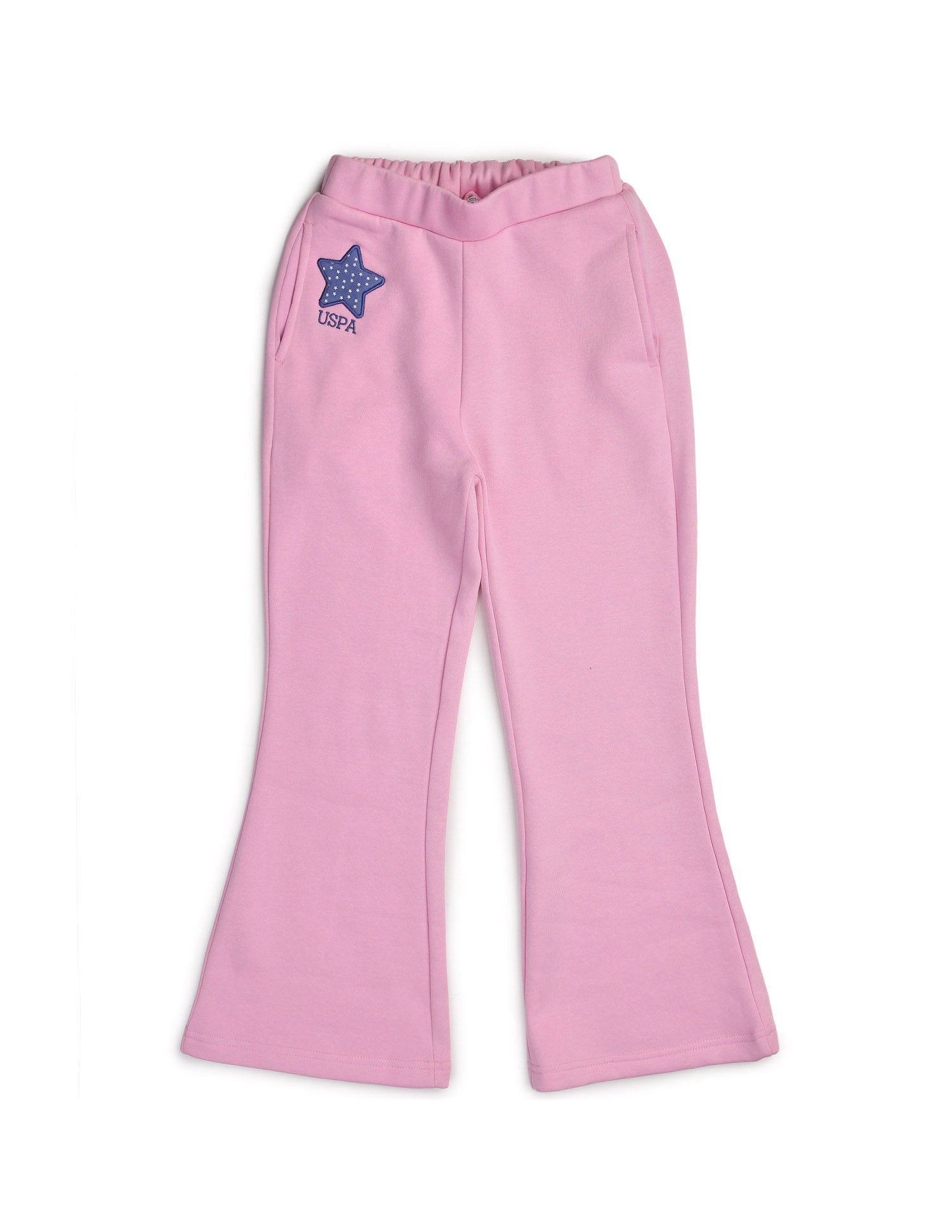 Girls Solid Regular Fit Flared Track Pants Pink - U.S. POLO ASSN. | Large