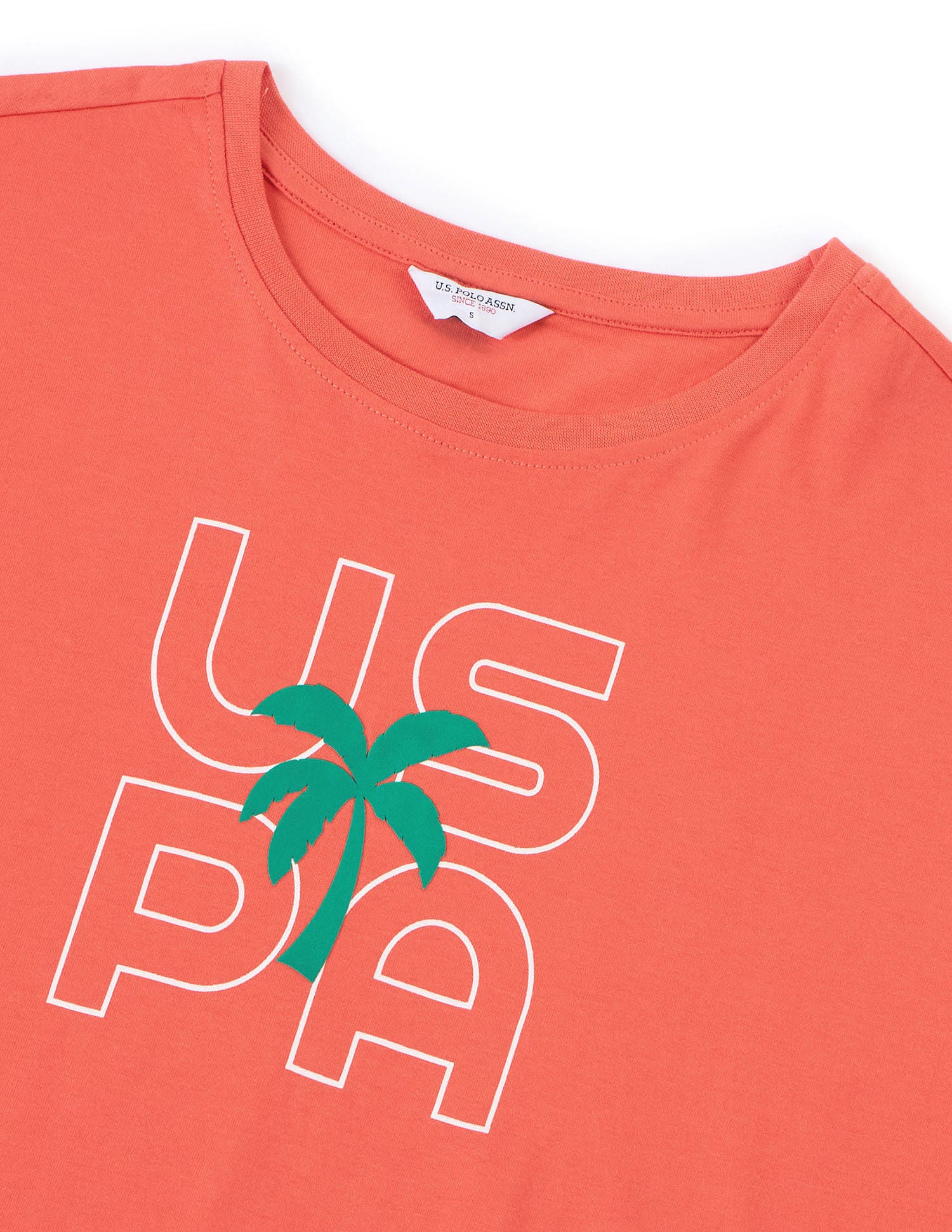 Boyfriend Fit Brand Printed T-Shirt Coral - U.S. POLO ASSN. | Large
