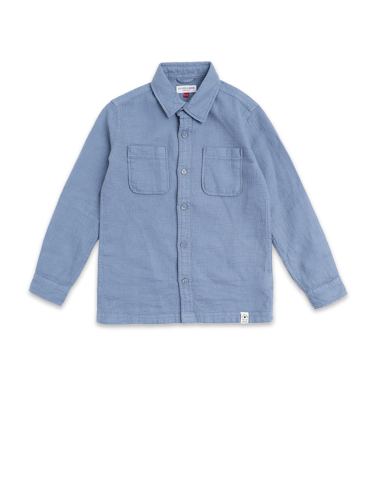 Boys Textured Dobby Shirt Blue - U.S. POLO ASSN. | Large