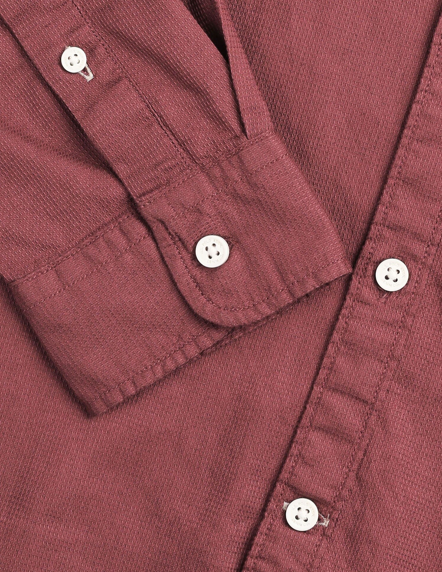 Textured Regular Fit Shirt Maroon - U.S. Polo Assn. India | Large
