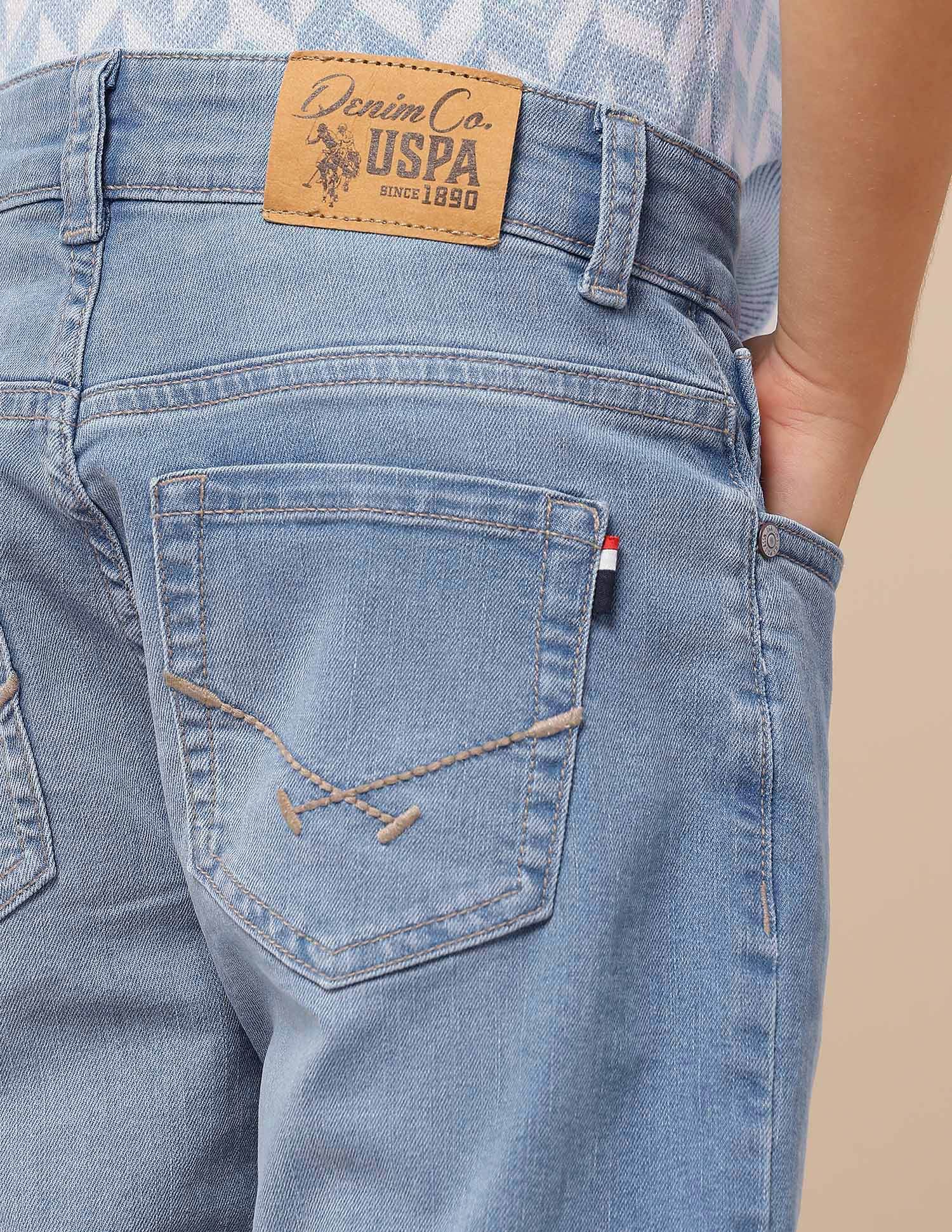 Boys Relaxed Fit Denim Shorts Light Blue - U.S. POLO ASSN. | Large