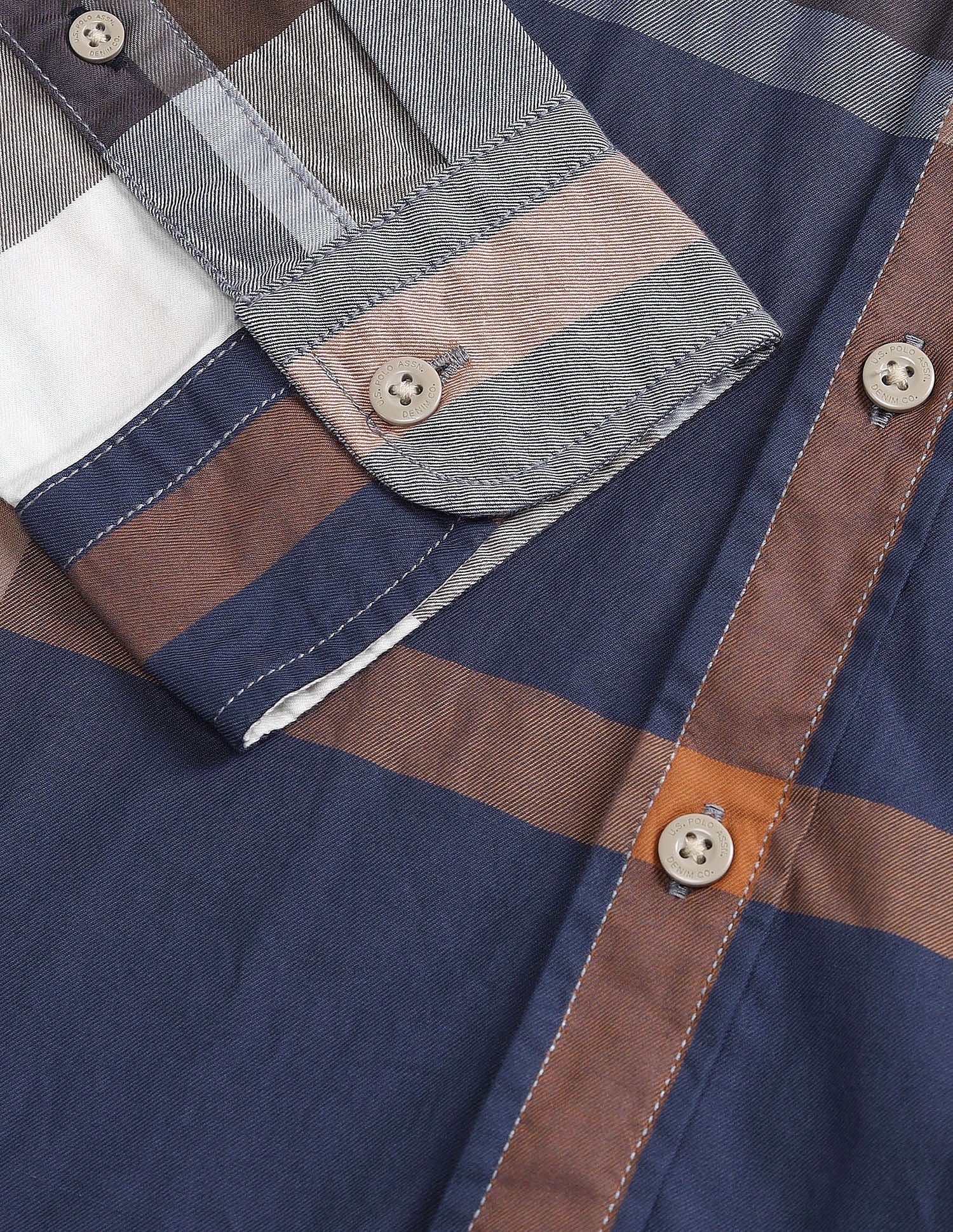 Graph Checked Slim Fit Shirt Light Brown - U.S. Polo Assn. India | Large