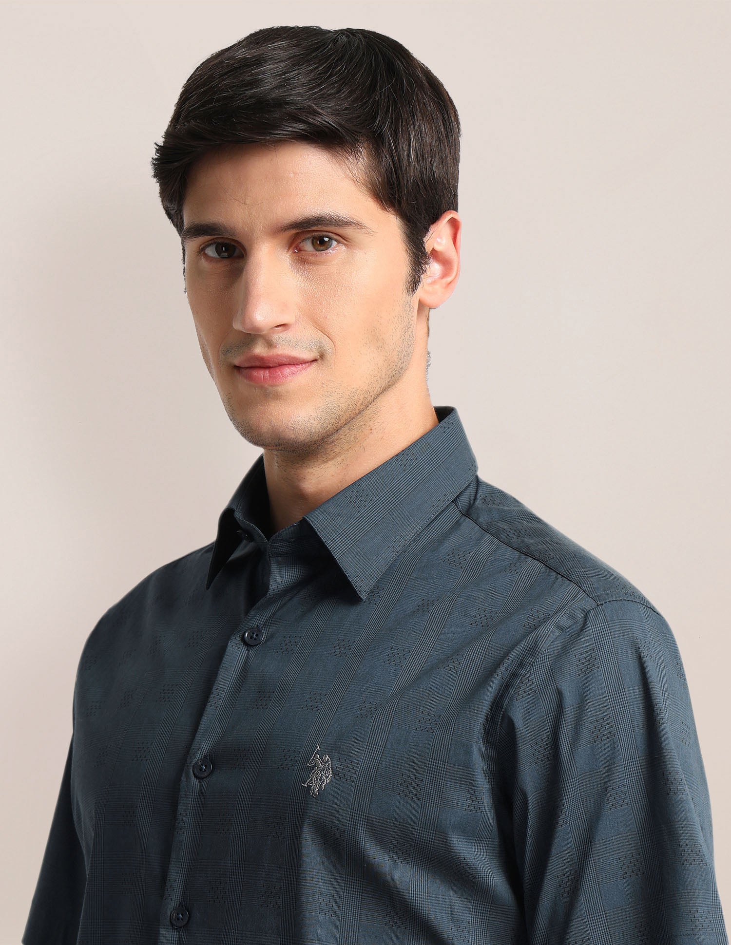 Tailored Fit Check Shirt Teal - U.S. Polo Assn. India | Large