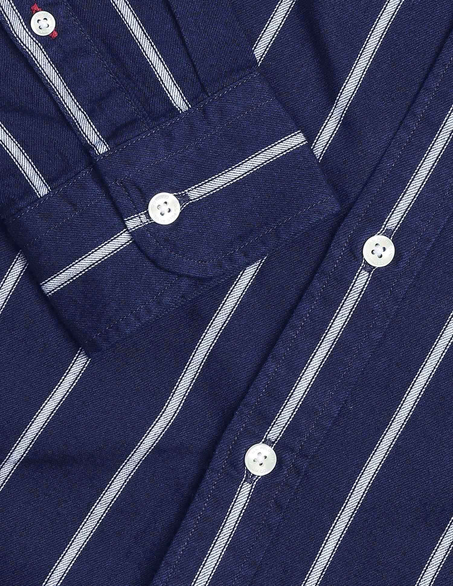 Vertical Striped Pure Cotton Shirt Indigo - U.S. Polo Assn. India | Large