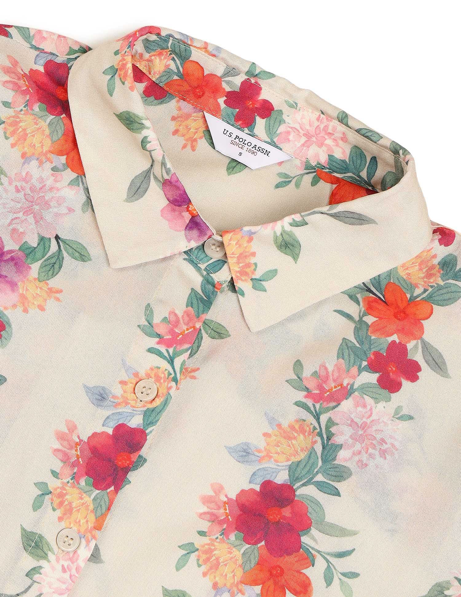 Floral Printed Regular Fit Shirt Grey - U.S. Polo Assn. India | Large