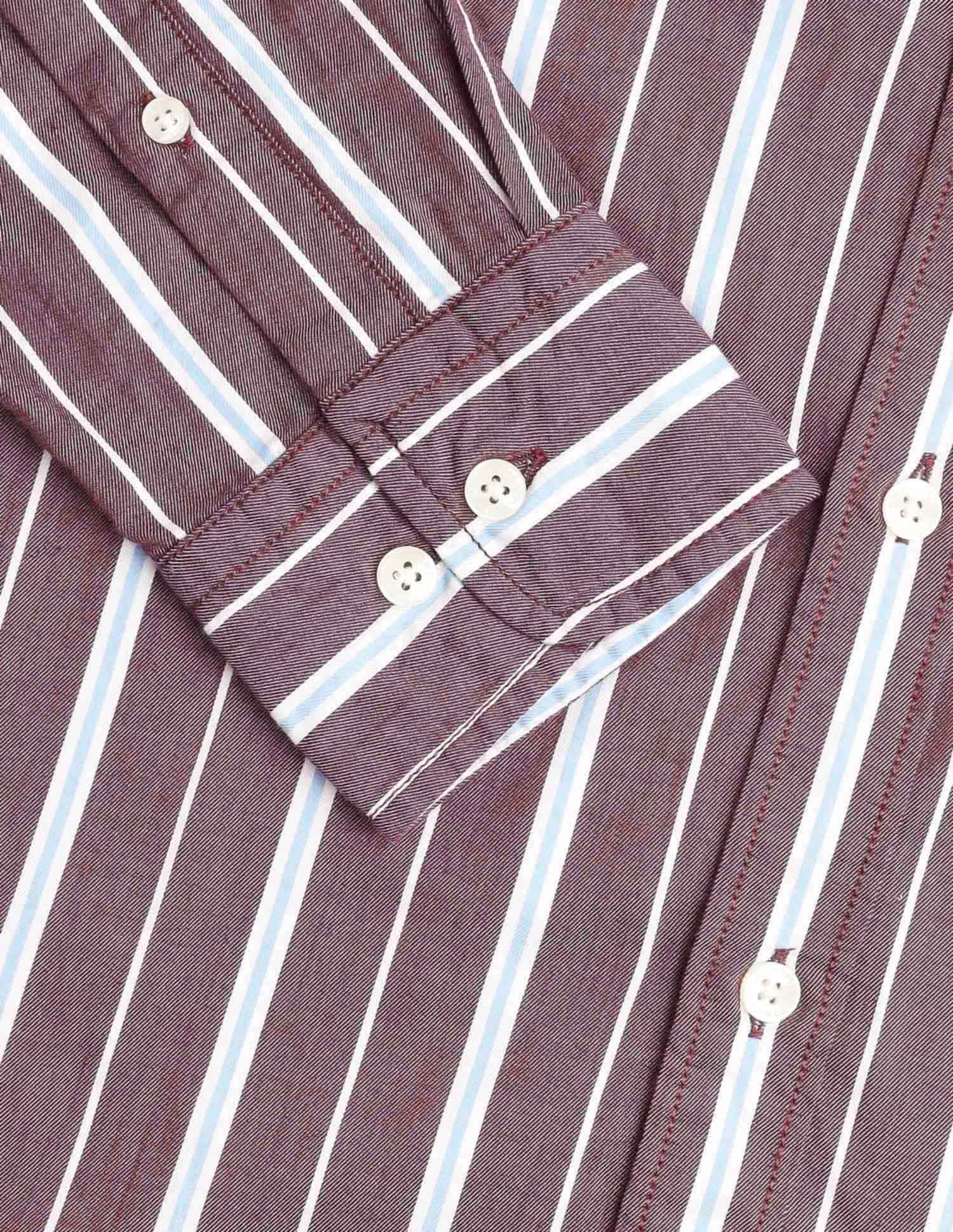 Pure Cotton Vertical Striped Shirt Choco - U.S. Polo Assn. India | Large