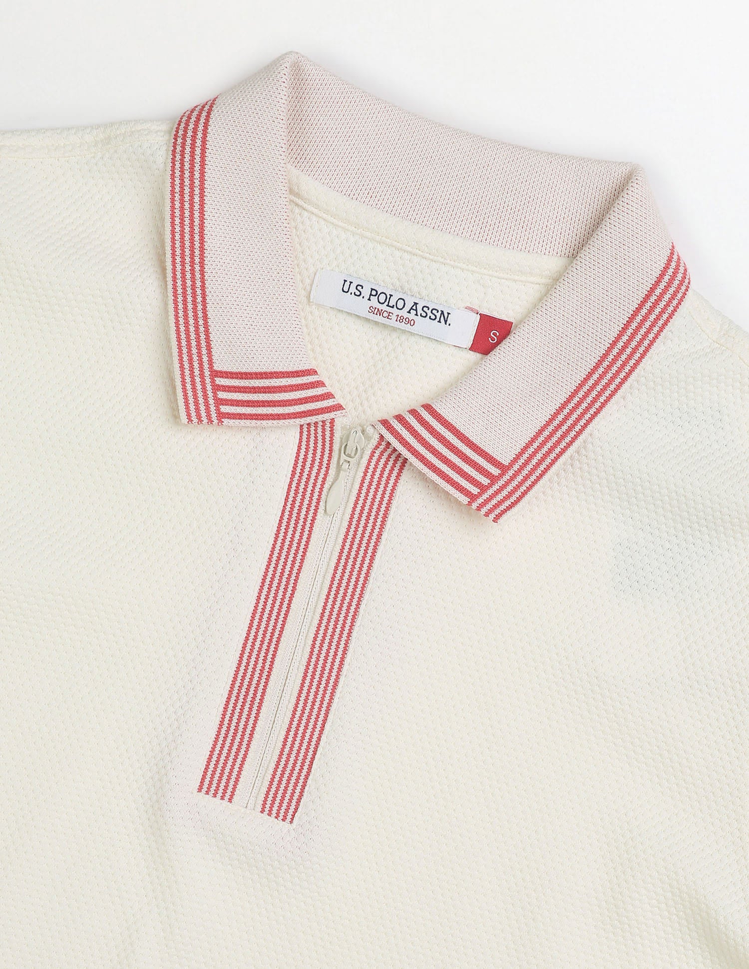 Relaxed Fit Solid Polo Shirt Off White - U.S. Polo Assn. India | Large