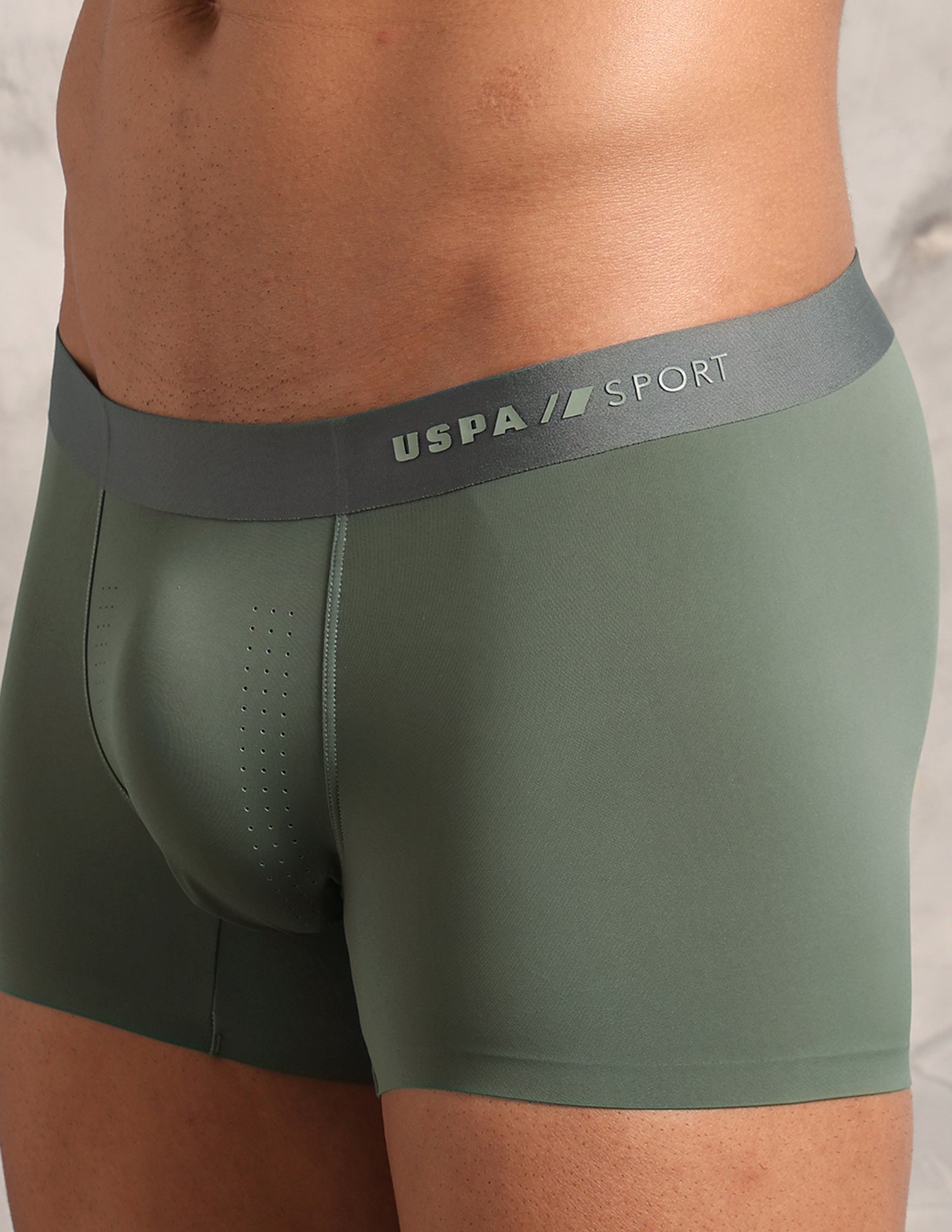 Ultra Light Perforated RT010 Seamless Trunk Olive - U.S. Polo Assn. India | Large