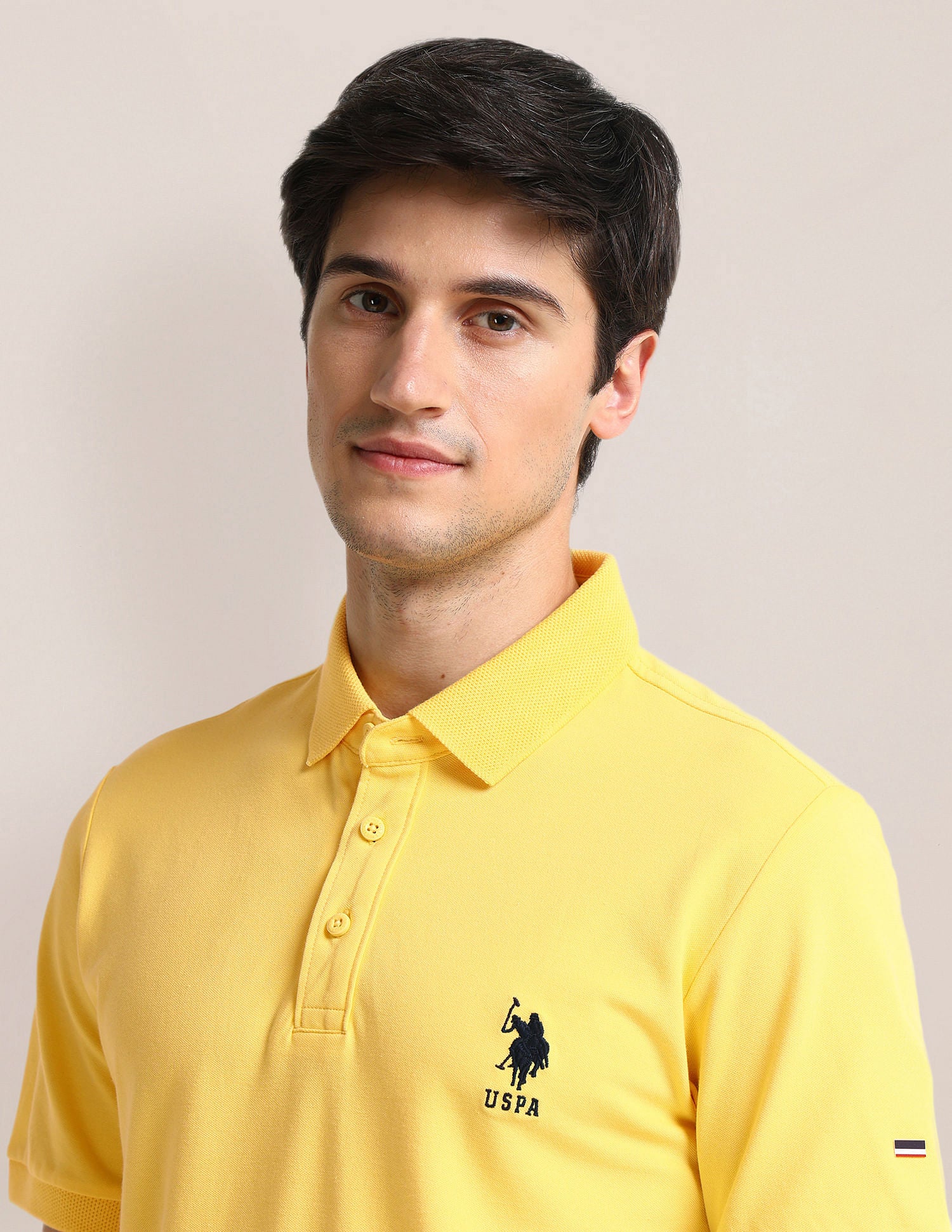 Slim Fit Logo Polo Shirt Yellow - U.S. Polo Assn. India | Large