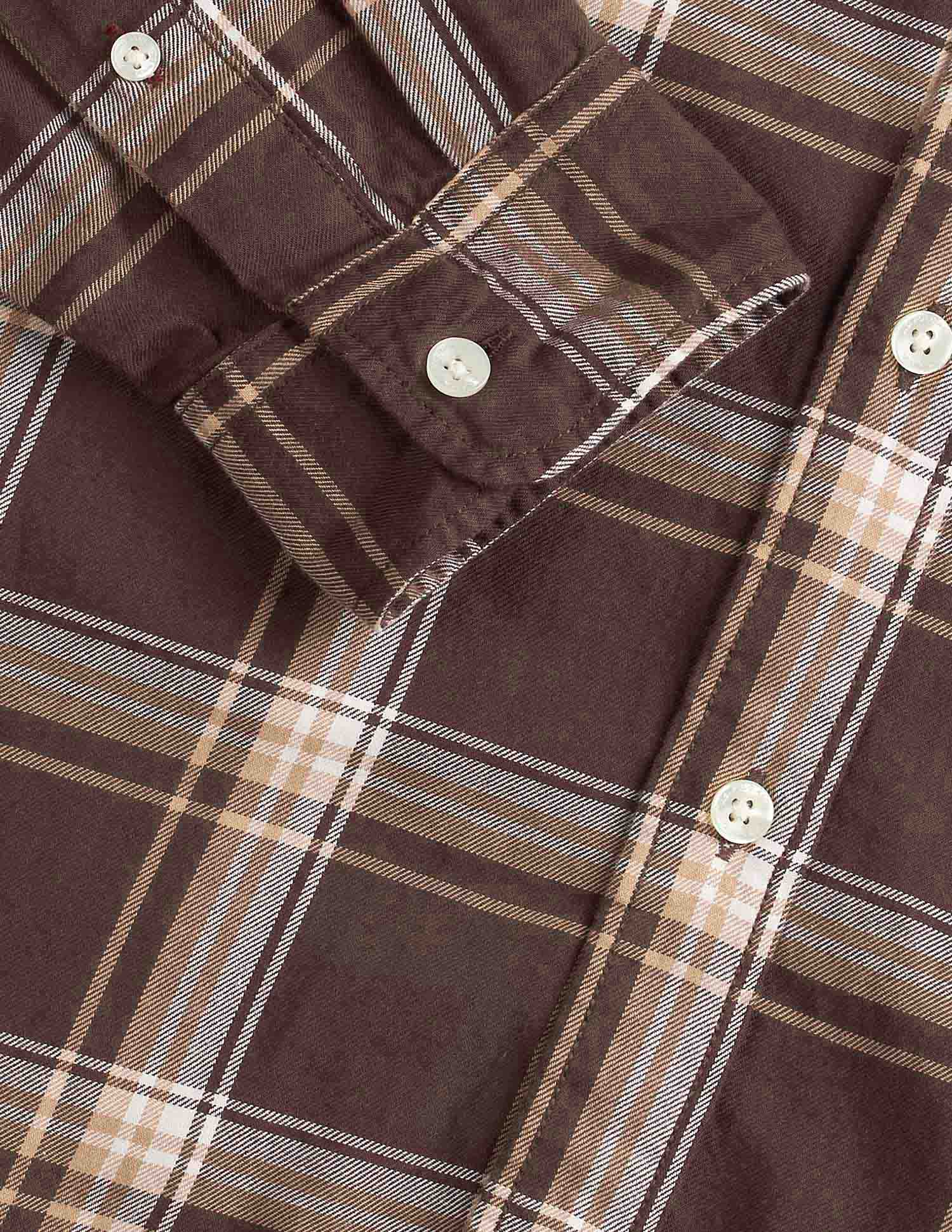 Grid Tattersall Checked Pure Cotton Shirt Brown - U.S. POLO ASSN. | Large