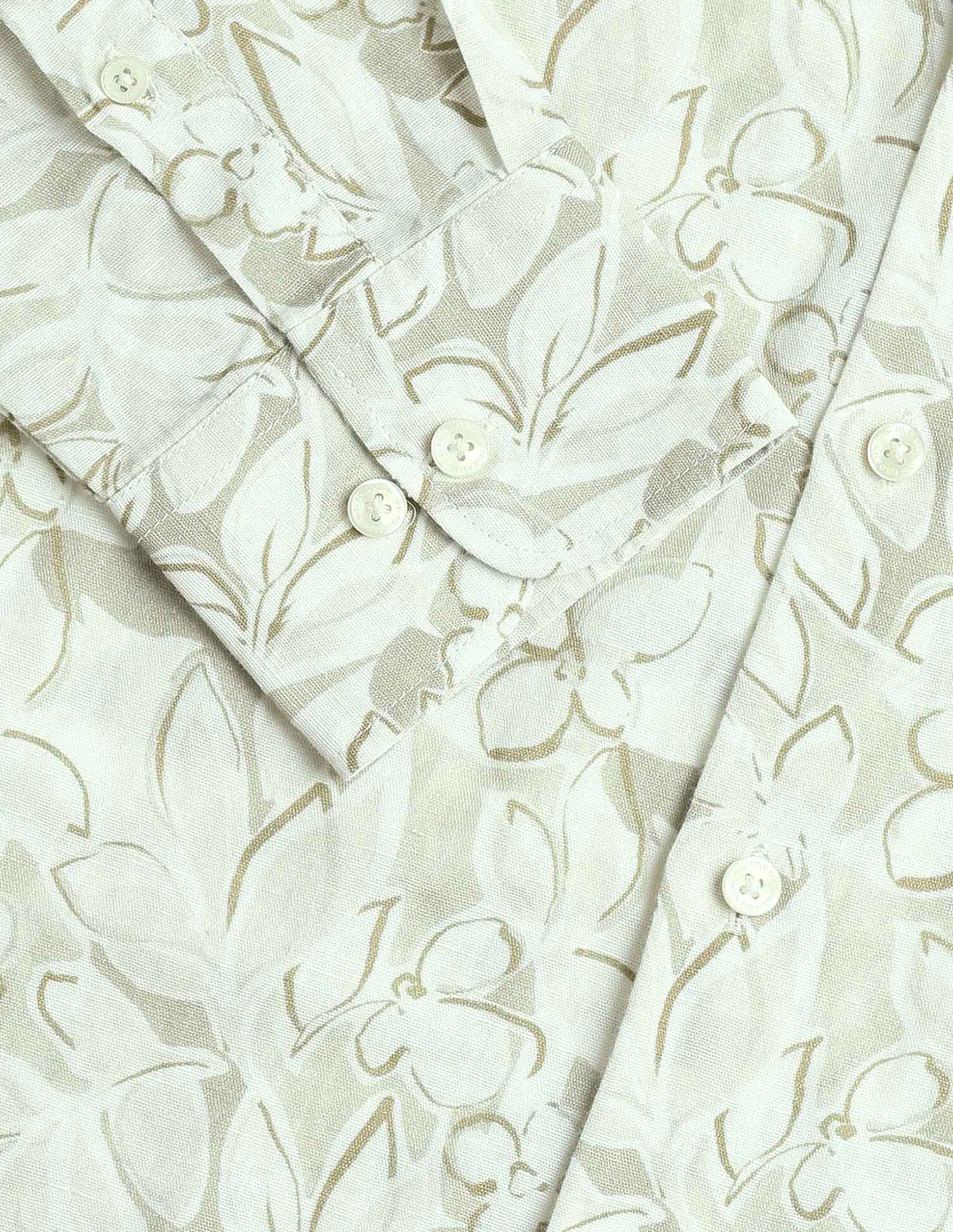 Floral Printed Tailored Fit Shirt Light Olive - U.S. POLO ASSN. | Large