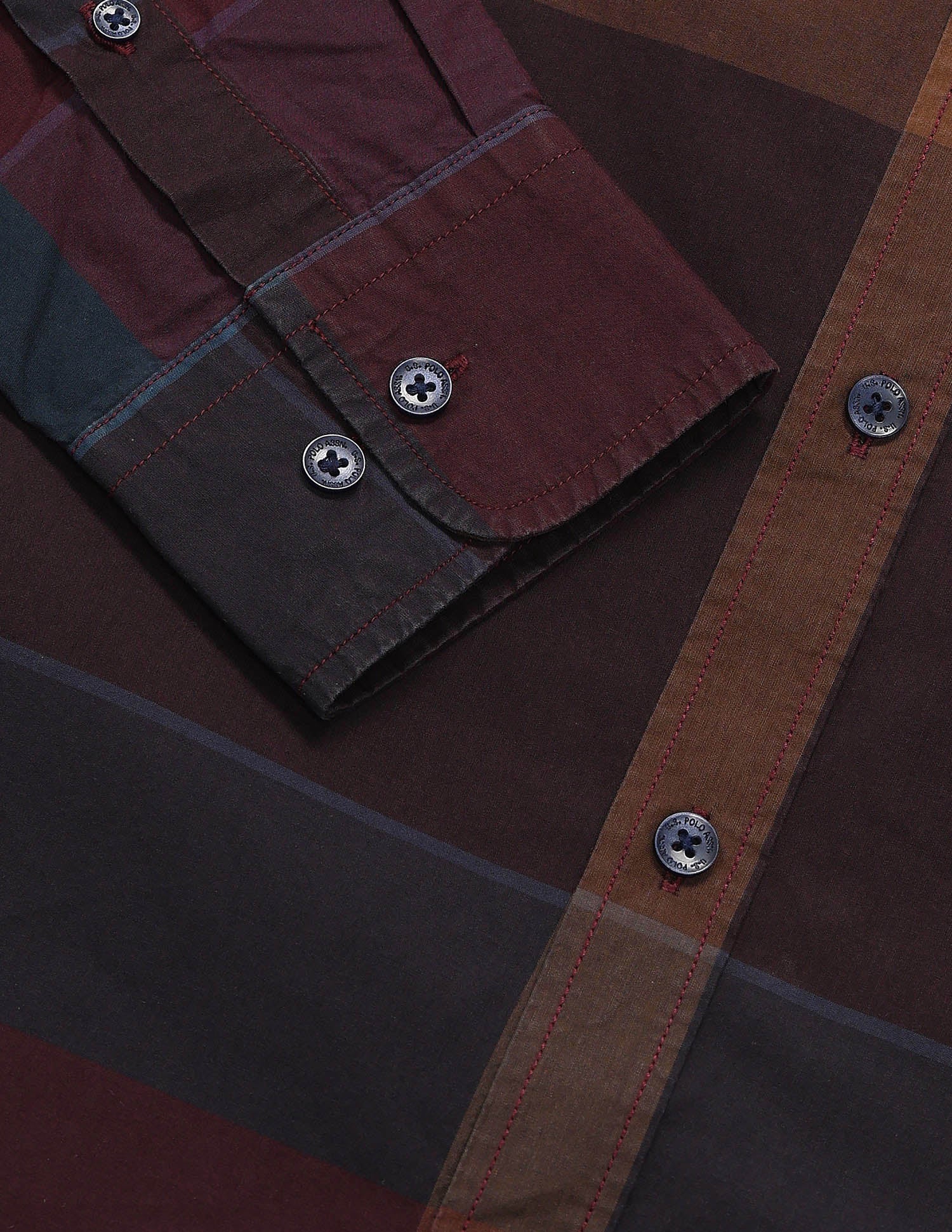 Grid Tattersall Checked Tailored Fit Shirt Maroon - U.S. Polo Assn. India | Large