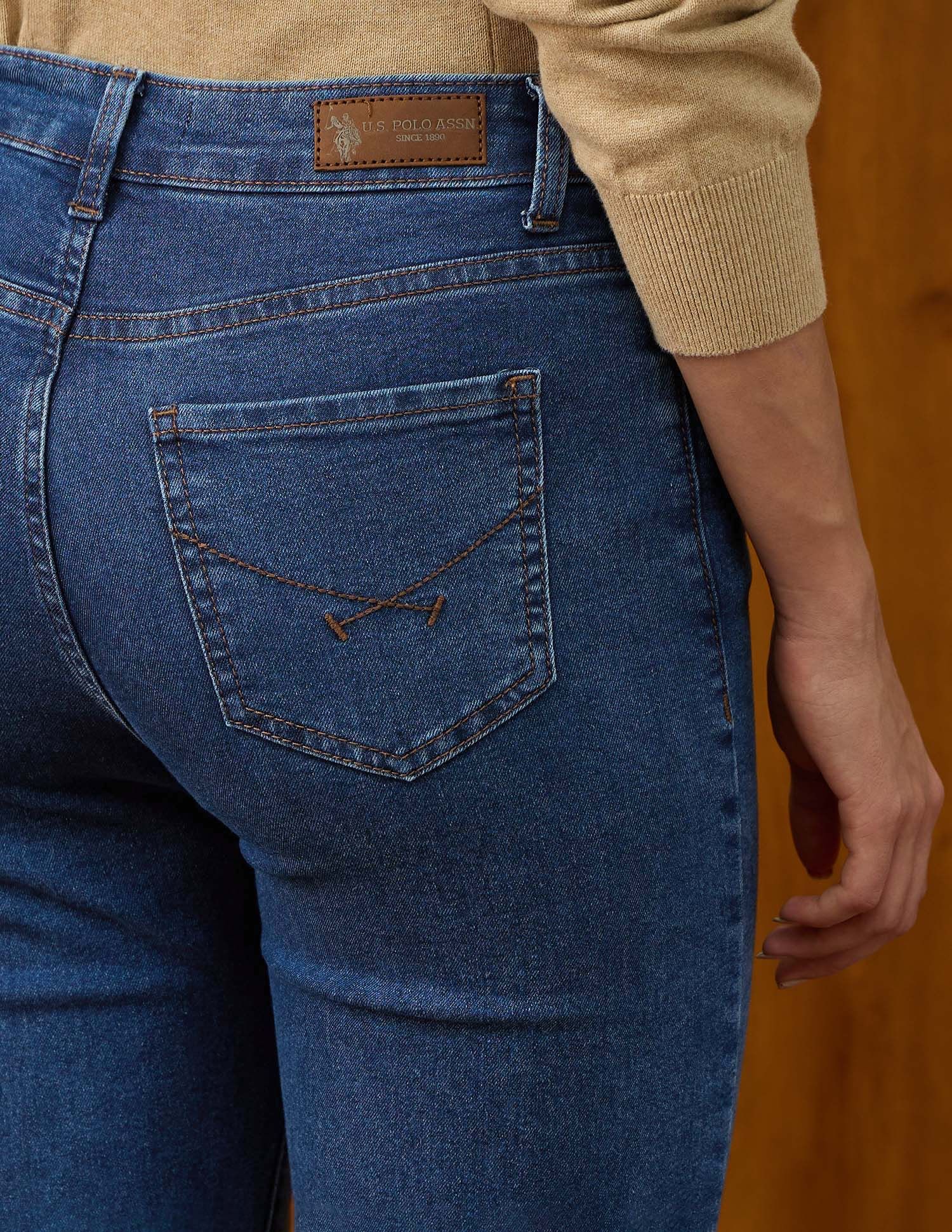 High Rise Straight Fit Jeans Blue - U.S. POLO ASSN. | Large