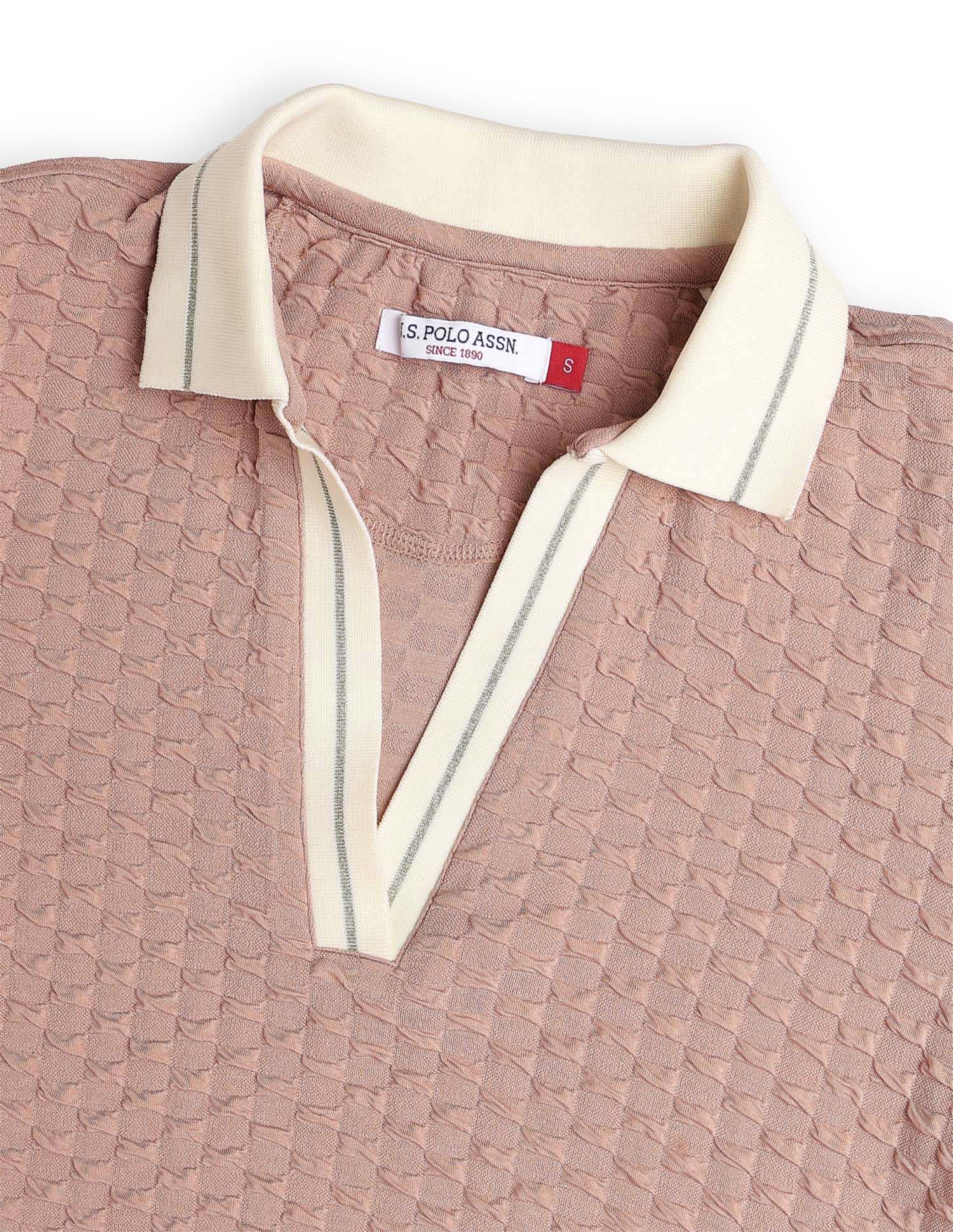 Textured Regular Fit Polo Shirt Brown - U.S. Polo Assn. India | Large